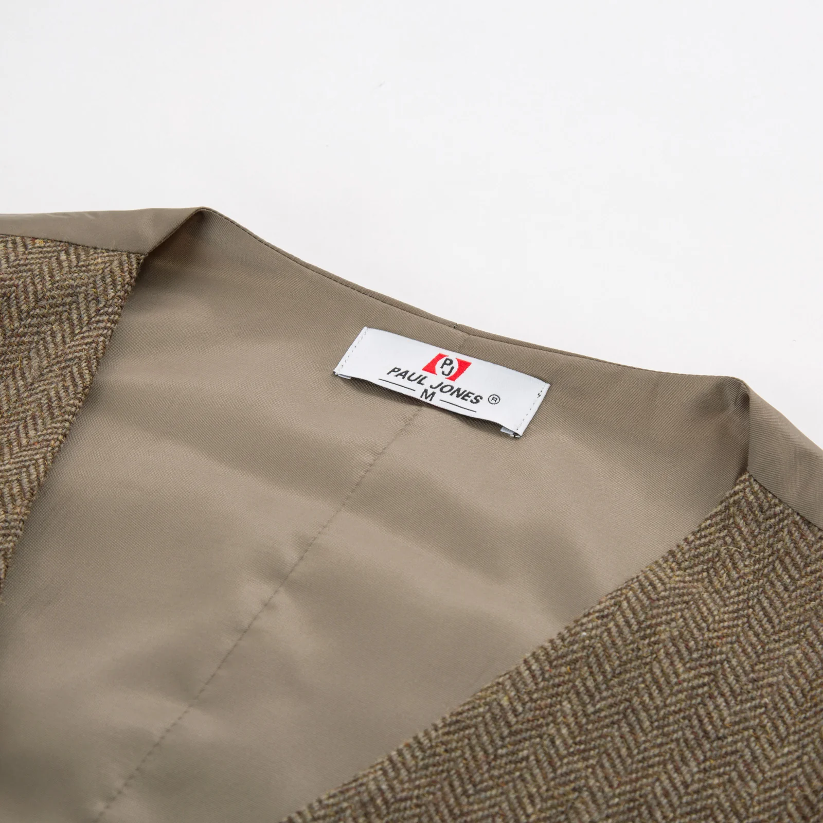 Men's Western Herringbone Tweed Suit Vest Wool Blend V Neck Slim Fit Waistcoat - Image 12