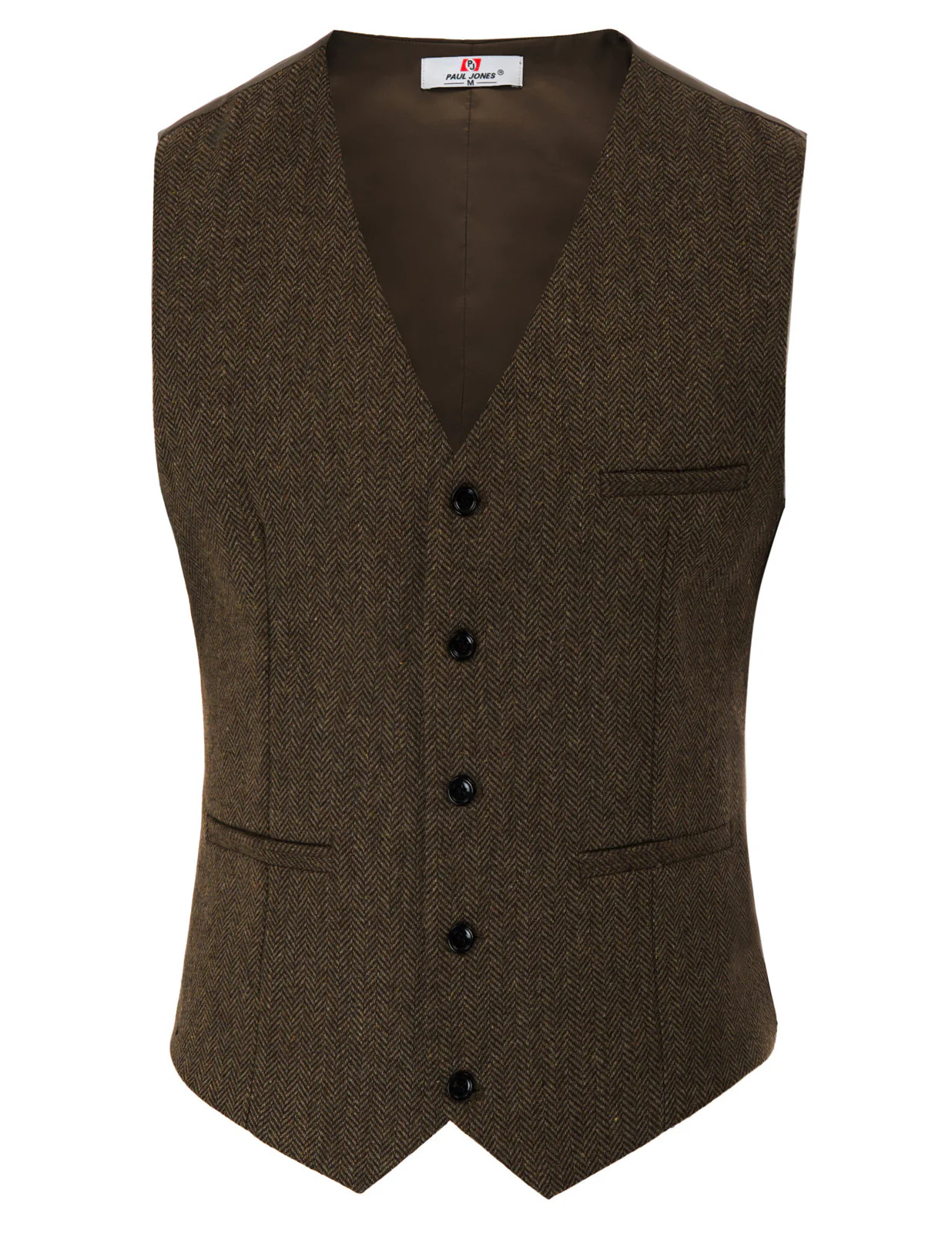 Men's Western Herringbone Tweed Suit Vest Wool Blend V Neck Slim Fit Waistcoat - Image 23