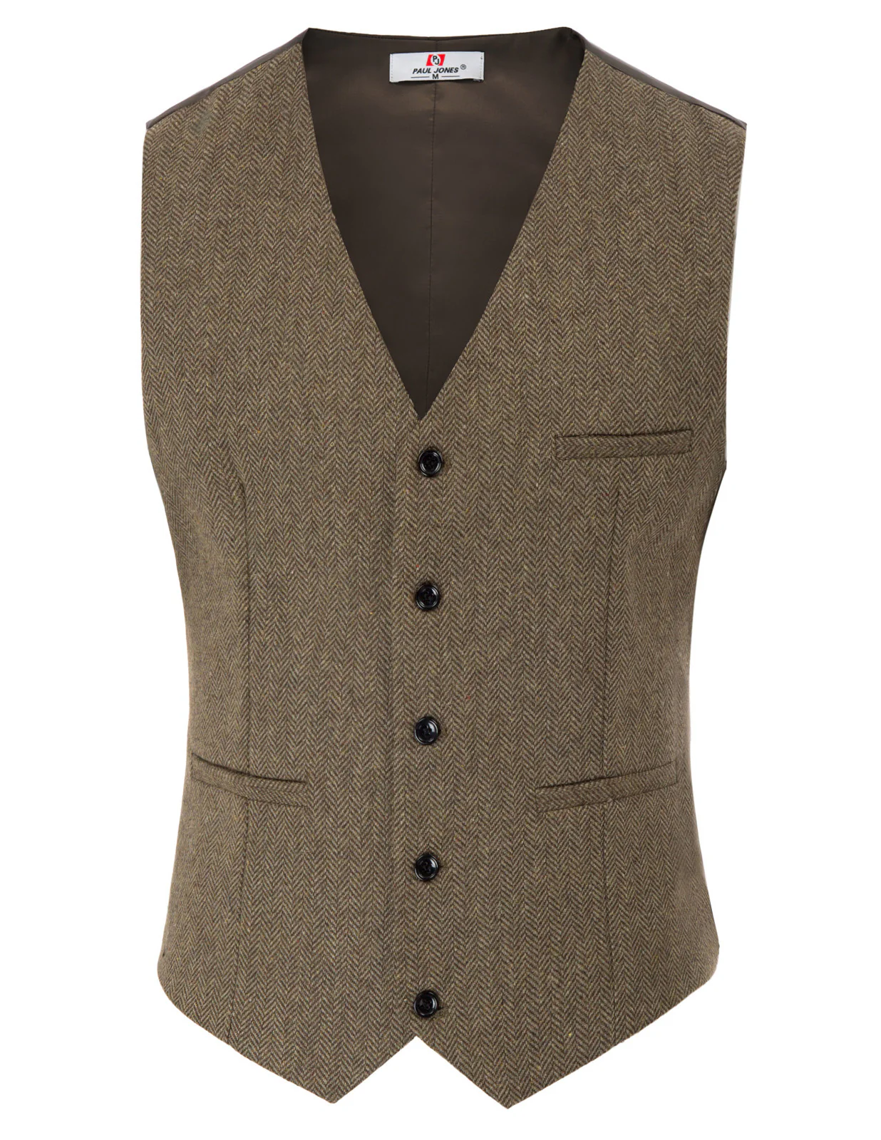 Men's Western Herringbone Tweed Suit Vest Wool Blend V Neck Slim Fit Waistcoat - Image 29