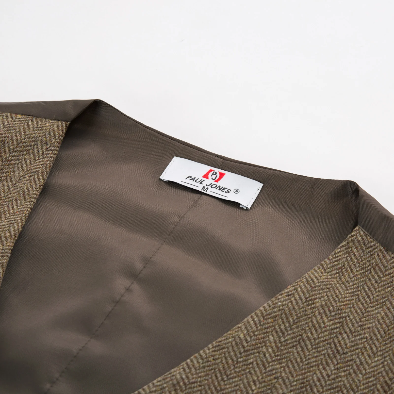 Men's Western Herringbone Tweed Suit Vest Wool Blend V Neck Slim Fit Waistcoat - Image 30