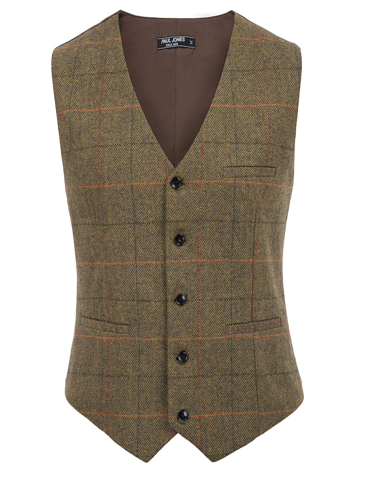 Men's Western Herringbone Tweed Suit Vest Wool Blend V Neck Slim Fit Waistcoat - Image 35