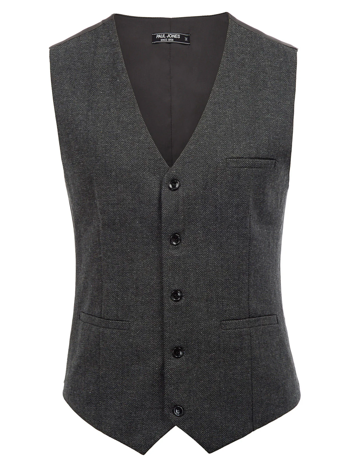 Men's Western Herringbone Tweed Suit Vest Wool Blend V Neck Slim Fit Waistcoat - Image 47