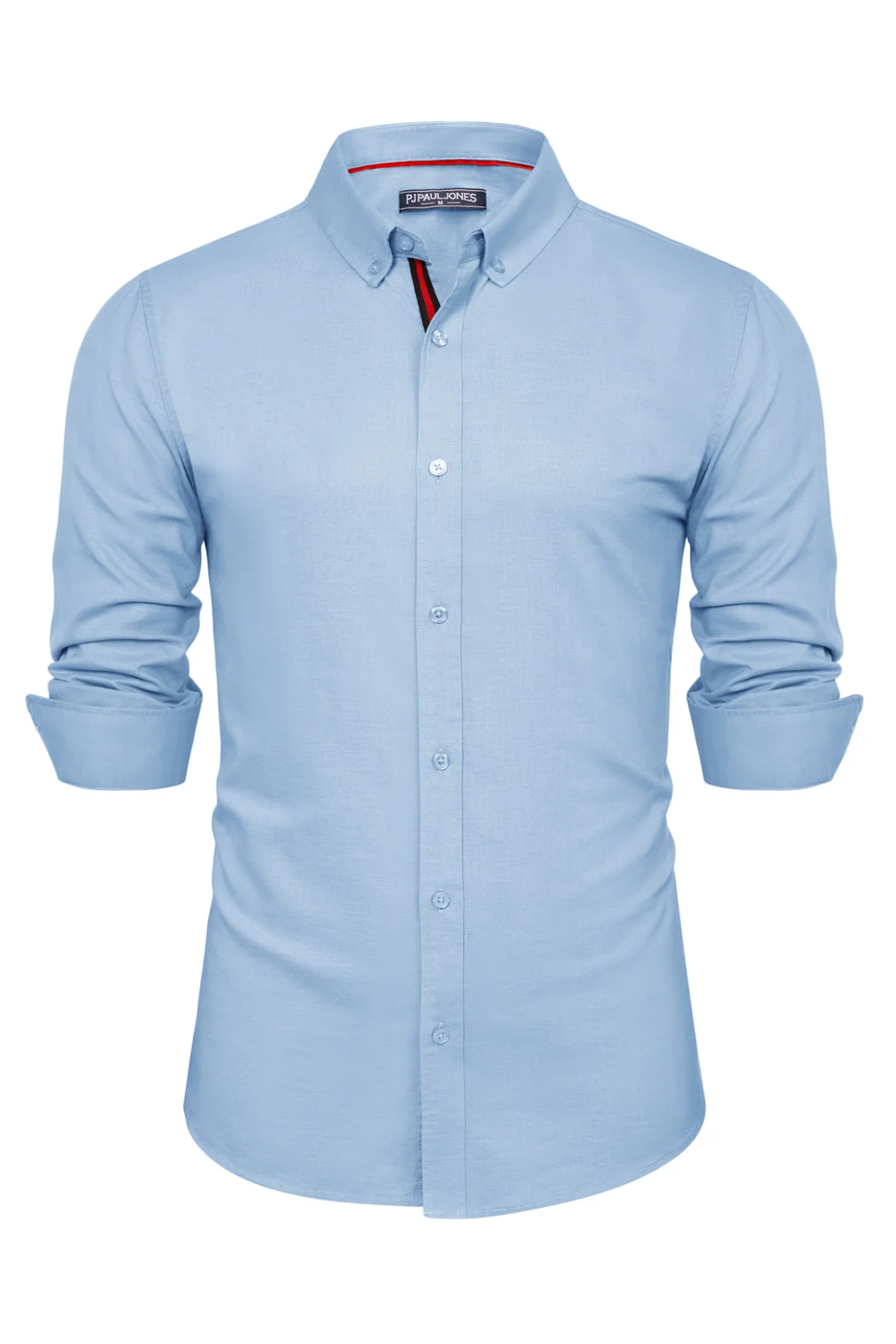 PJ Men Breathable Cotton & Linen Shirt Long Sleeve Button-Down Collar Tops - Image 14