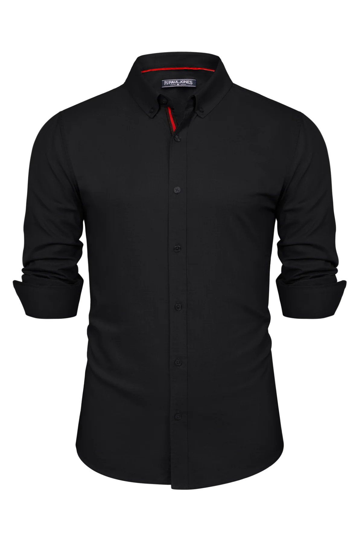 PJ Men Breathable Cotton & Linen Shirt Long Sleeve Button-Down Collar Tops - Image 3