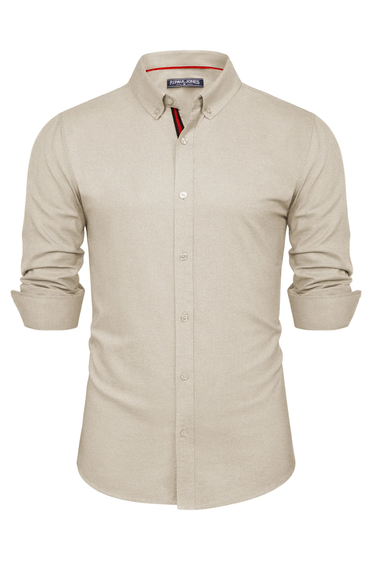 PJ Men Breathable Cotton & Linen Shirt Long Sleeve Button-Down Collar Tops - Image 32
