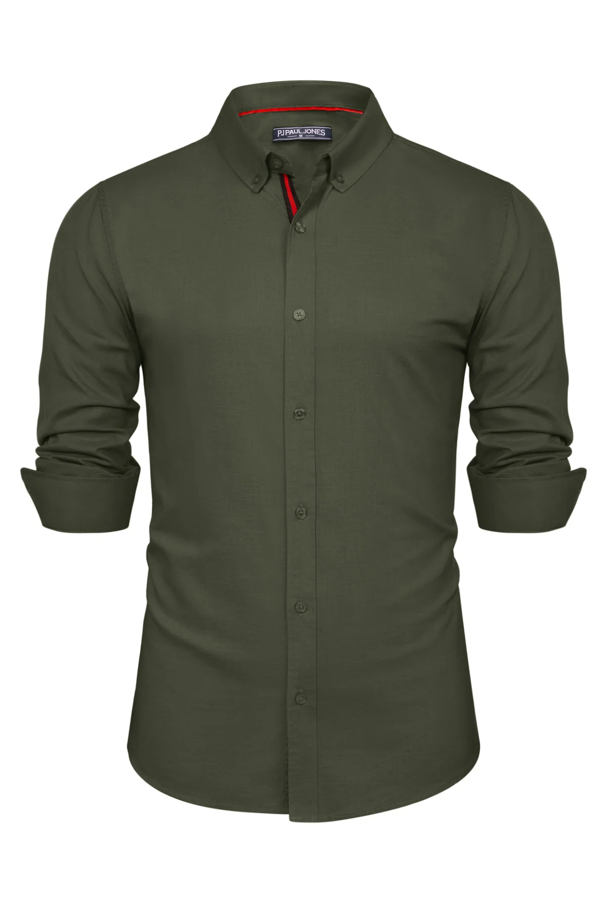 PJ Men Breathable Cotton & Linen Shirt Long Sleeve Button-Down Collar Tops - Image 37