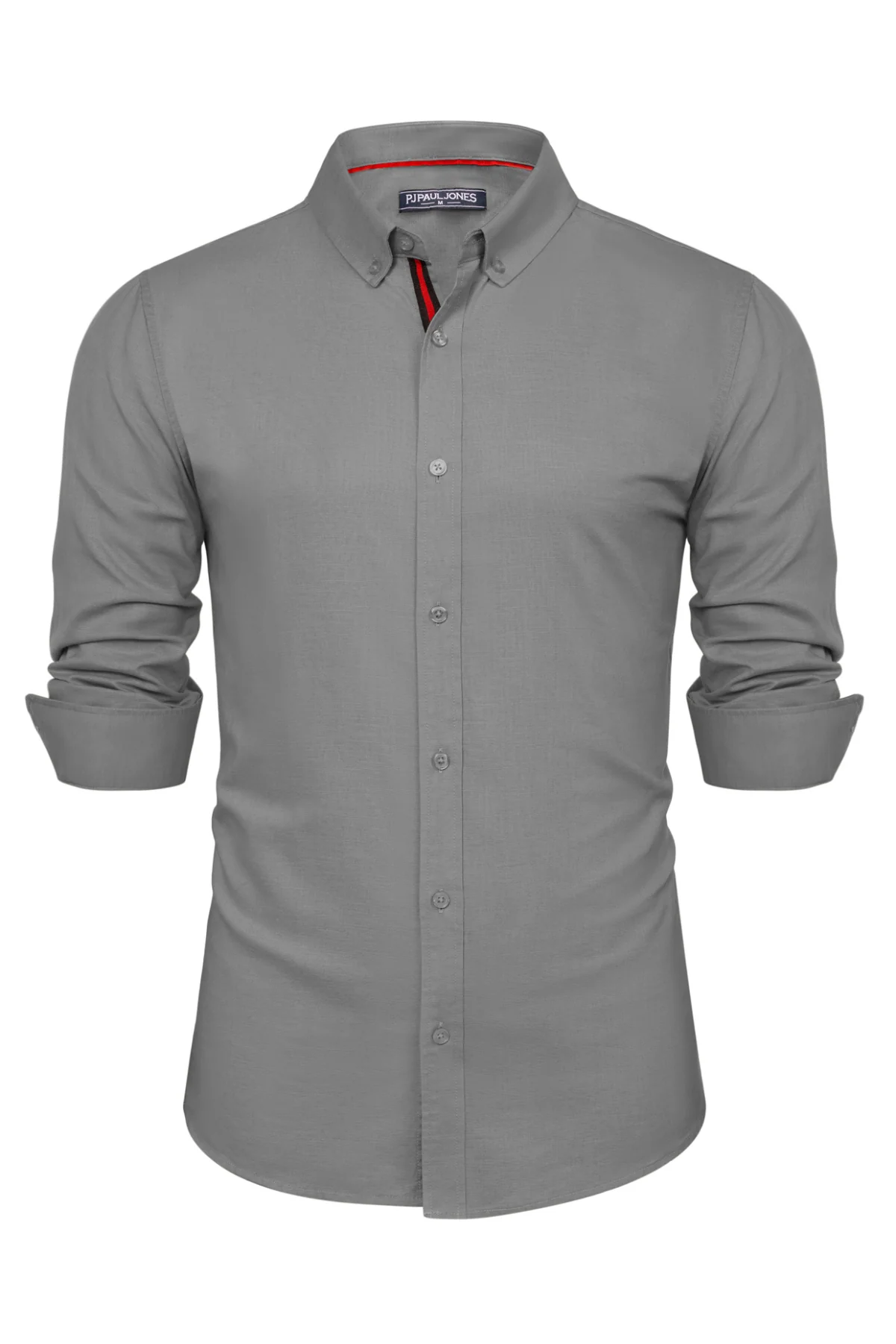 PJ Men Breathable Cotton & Linen Shirt Long Sleeve Button-Down Collar Tops - Image 43