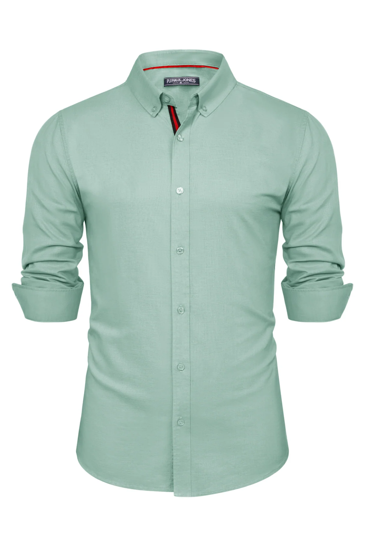 PJ Men Breathable Cotton & Linen Shirt Long Sleeve Button-Down Collar Tops - Image 55