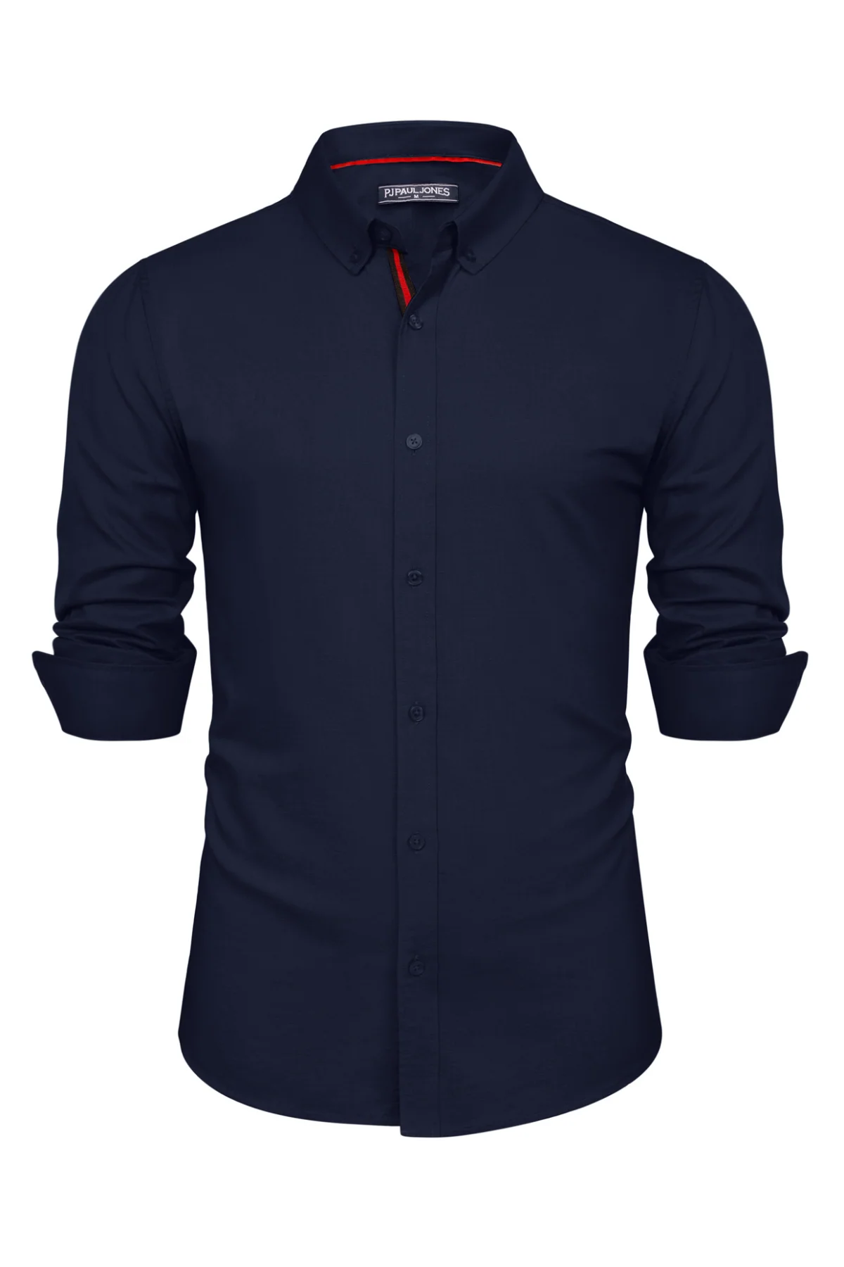 PJ Men Breathable Cotton & Linen Shirt Long Sleeve Button-Down Collar Tops - Image 9
