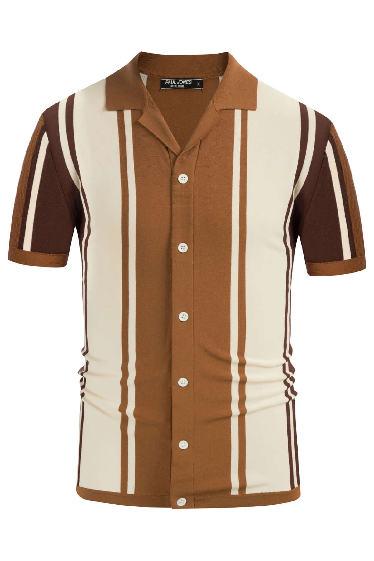 PJ Men Contrast Color Cardigan Sweater Short Sleeve Lapel Collar Knitwear - Image 3