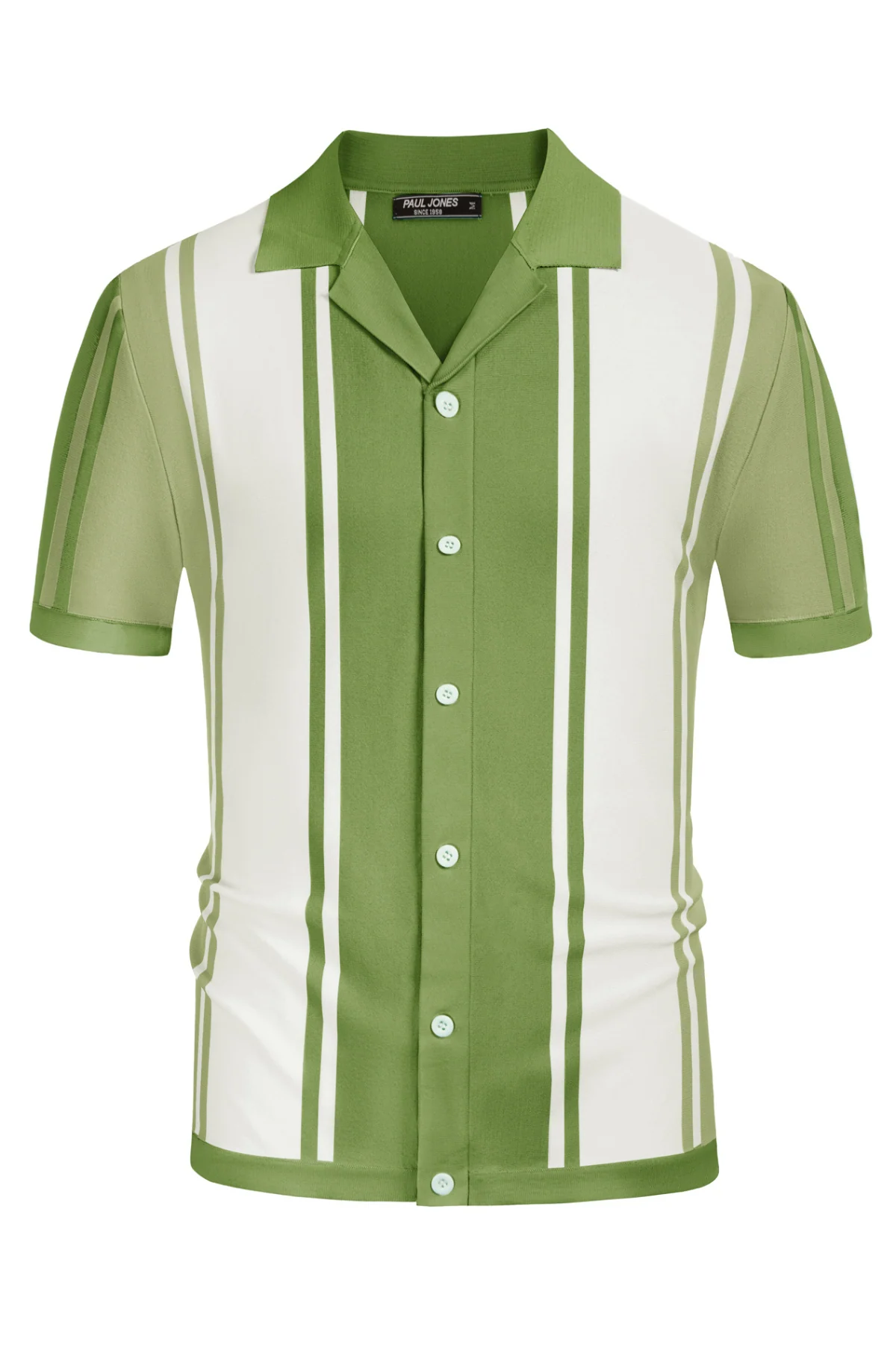PJ Men Contrast Color Cardigan Sweater Short Sleeve Lapel Collar Knitwear - Image 9