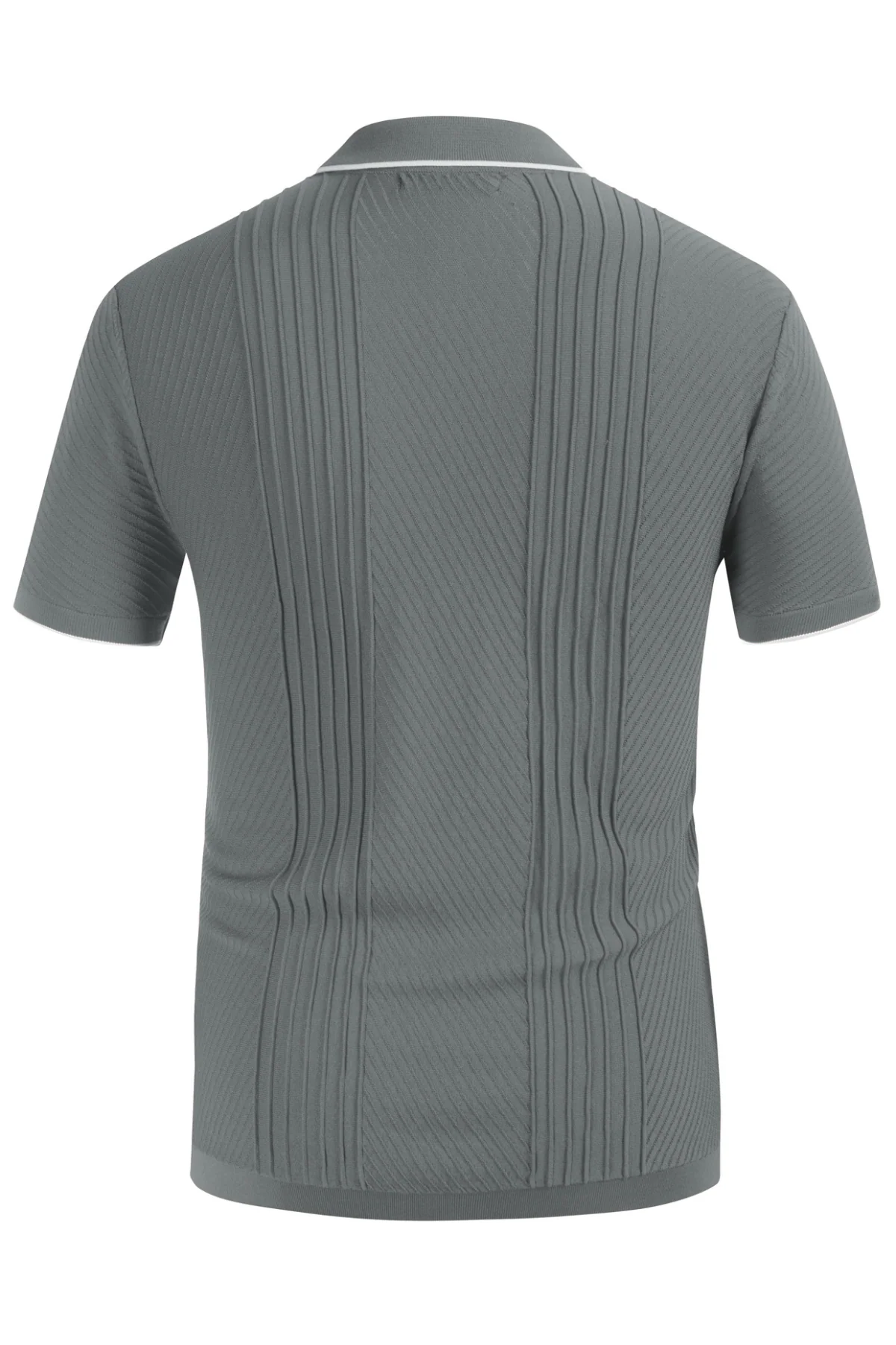 PJ Men Textured Cardigan Sweater Short Sleeve Lapel Collar Button-up Knitwear - Image 19