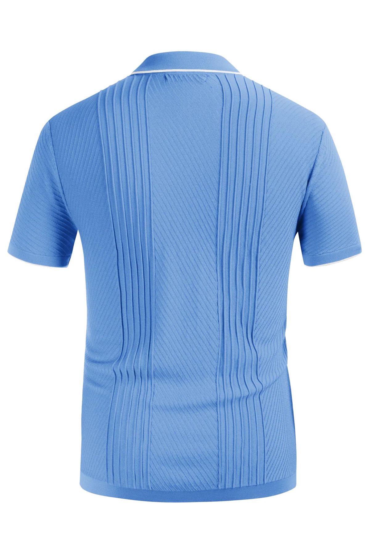 PJ Men Textured Cardigan Sweater Short Sleeve Lapel Collar Button-up Knitwear - Image 24