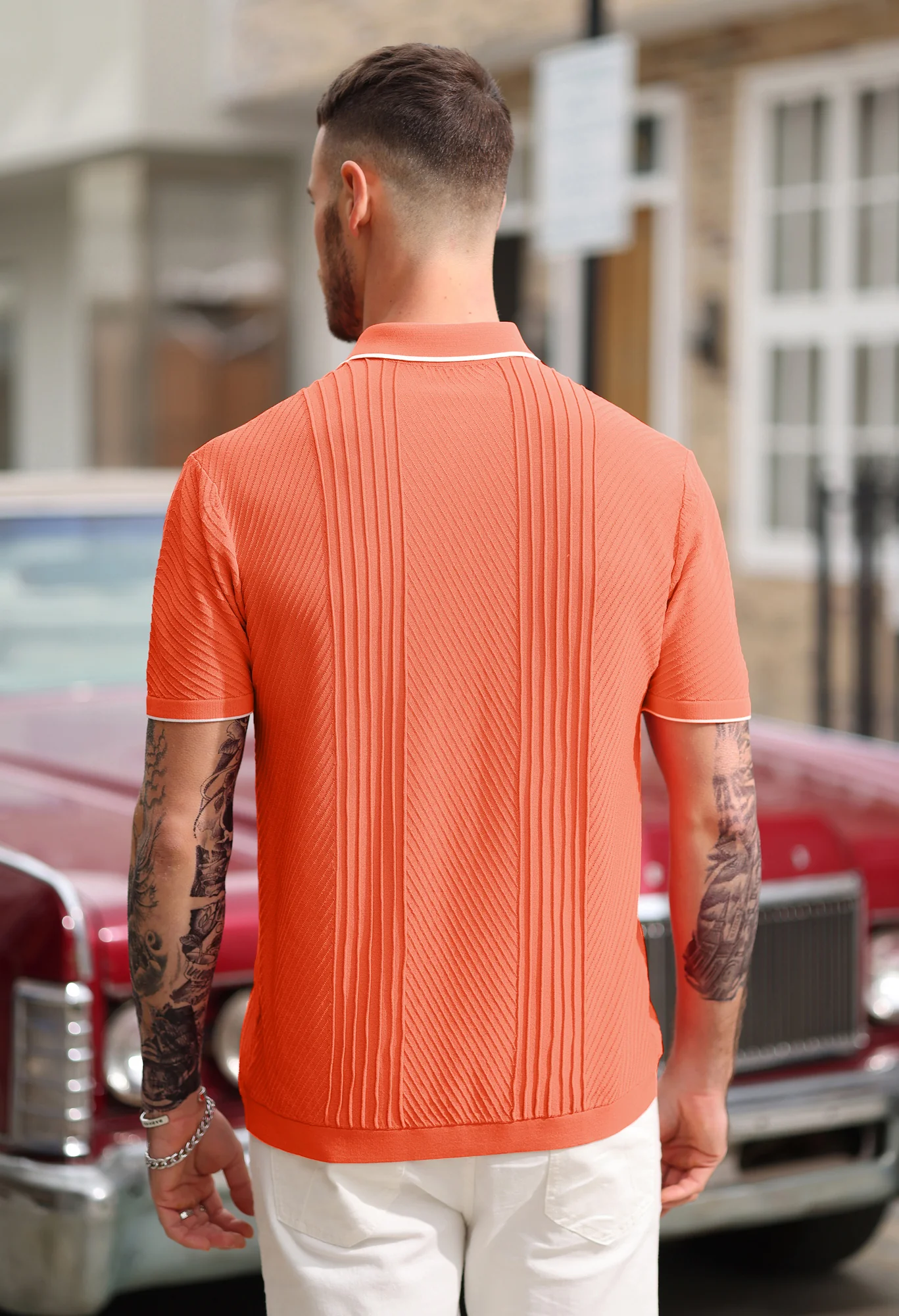 PJ Men Textured Cardigan Sweater Short Sleeve Lapel Collar Button-up Knitwear - Image 30
