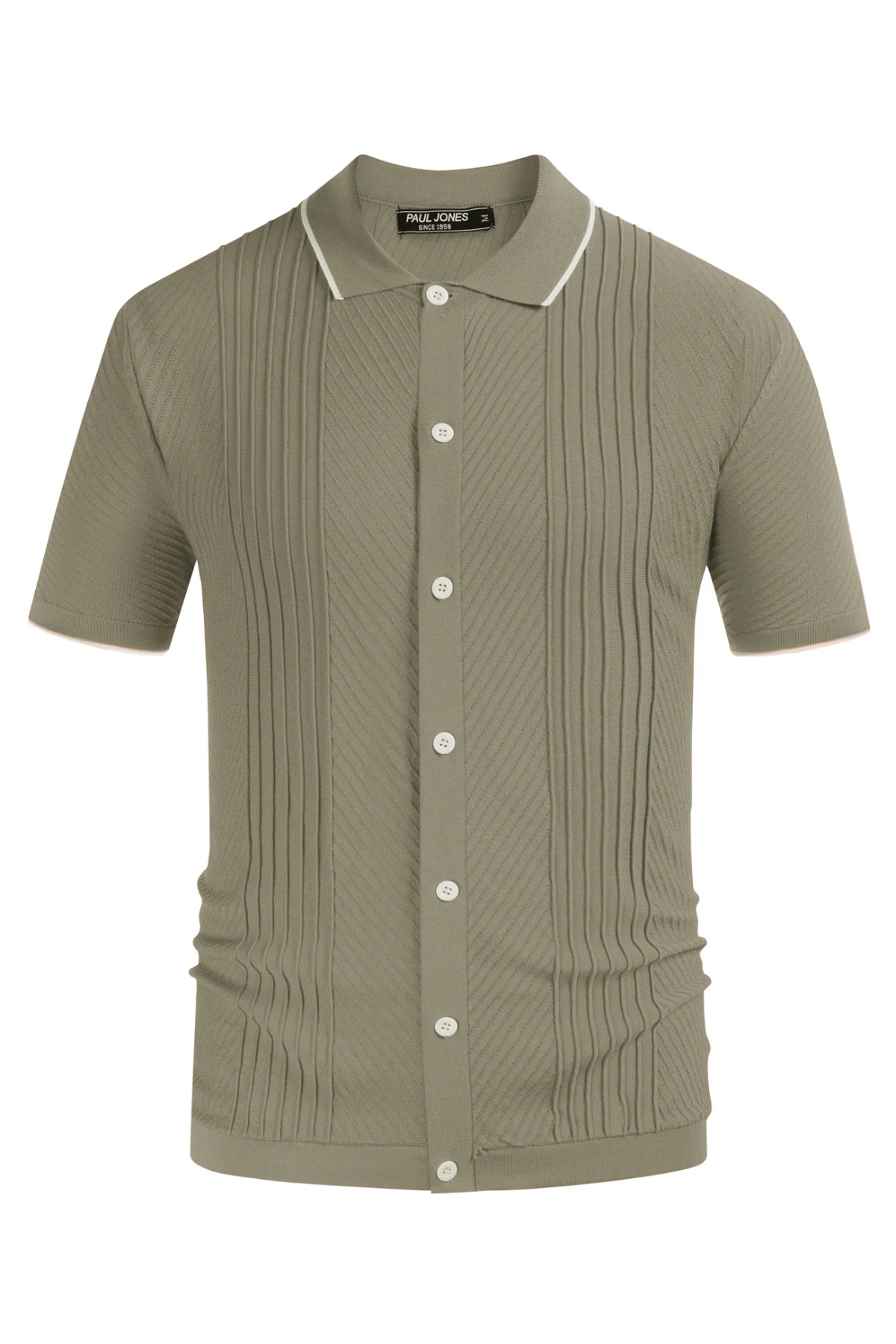 PJ Men Textured Cardigan Sweater Short Sleeve Lapel Collar Button-up Knitwear - Image 33