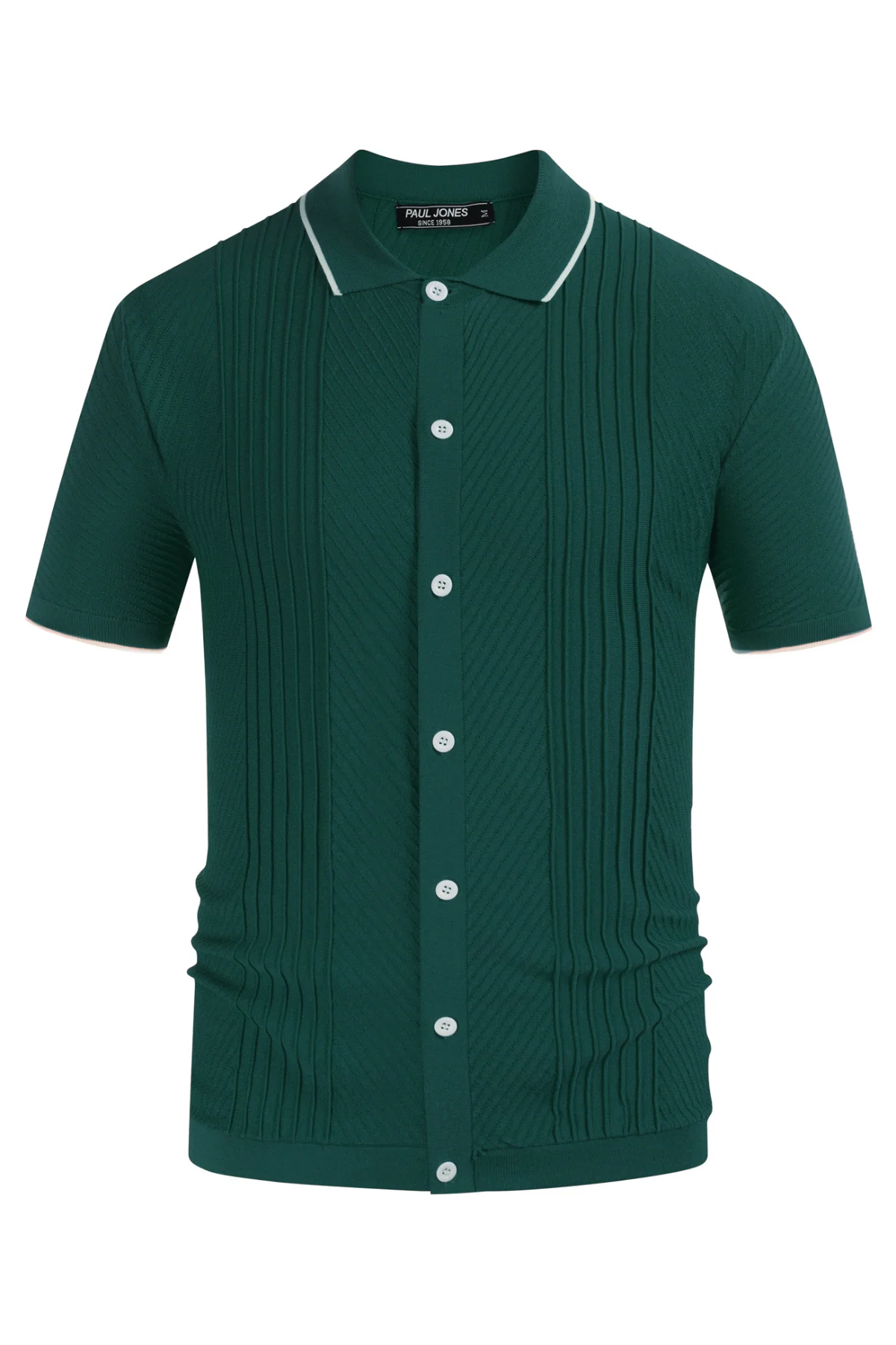 PJ Men Textured Cardigan Sweater Short Sleeve Lapel Collar Button-up Knitwear - Image 38
