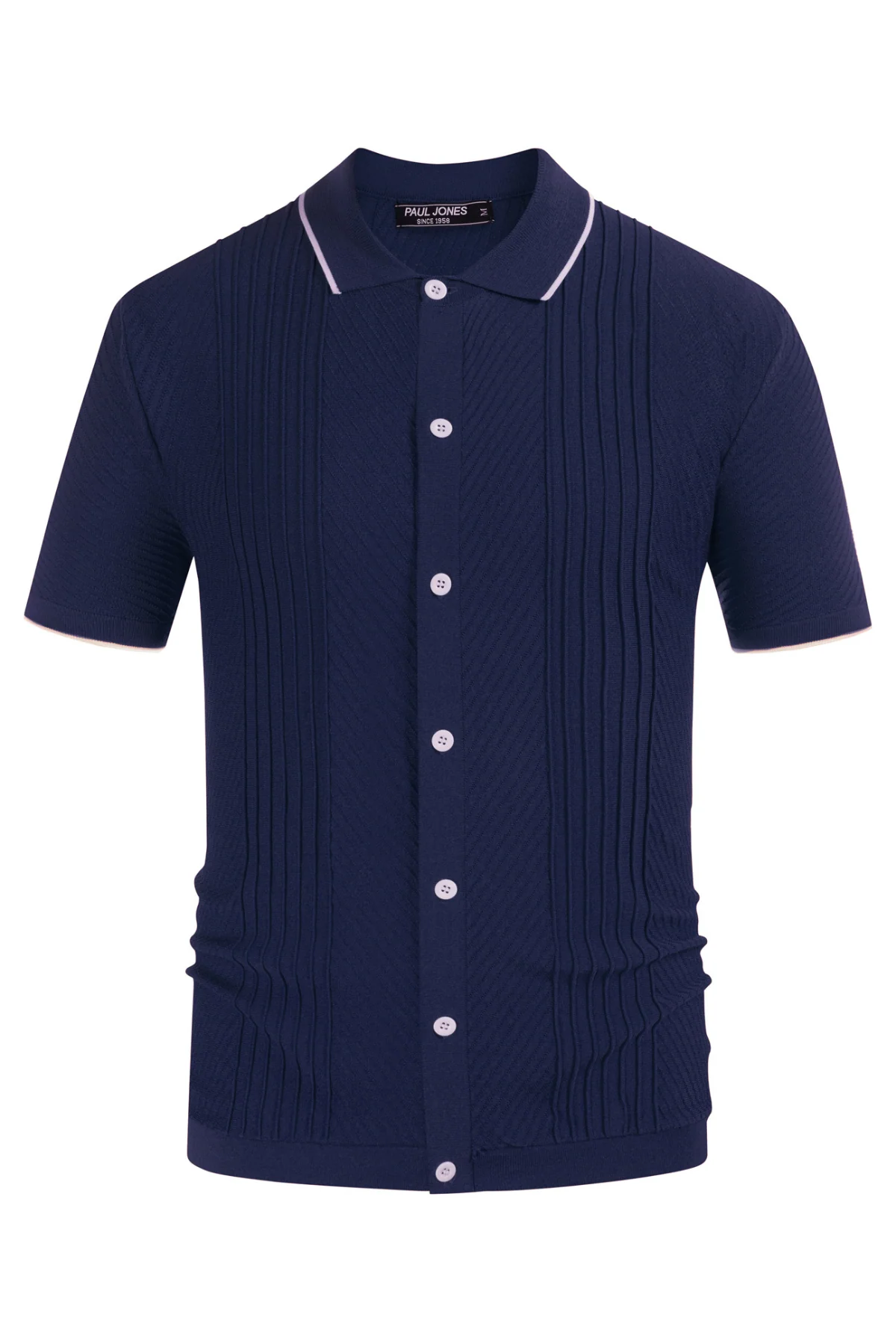 PJ Men Textured Cardigan Sweater Short Sleeve Lapel Collar Button-up Knitwear - Image 43