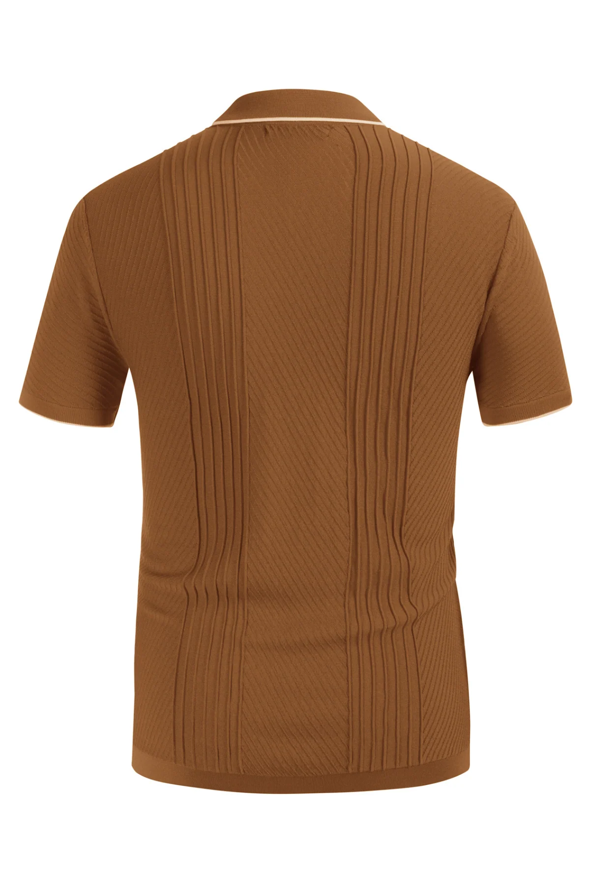 PJ Men Textured Cardigan Sweater Short Sleeve Lapel Collar Button-up Knitwear - Image 49