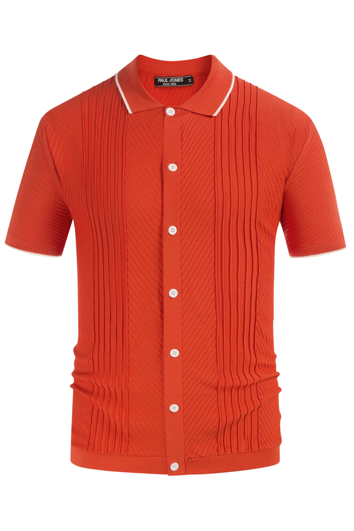 PJ Men Textured Cardigan Sweater Short Sleeve Lapel Collar Button-up Knitwear - Image 53