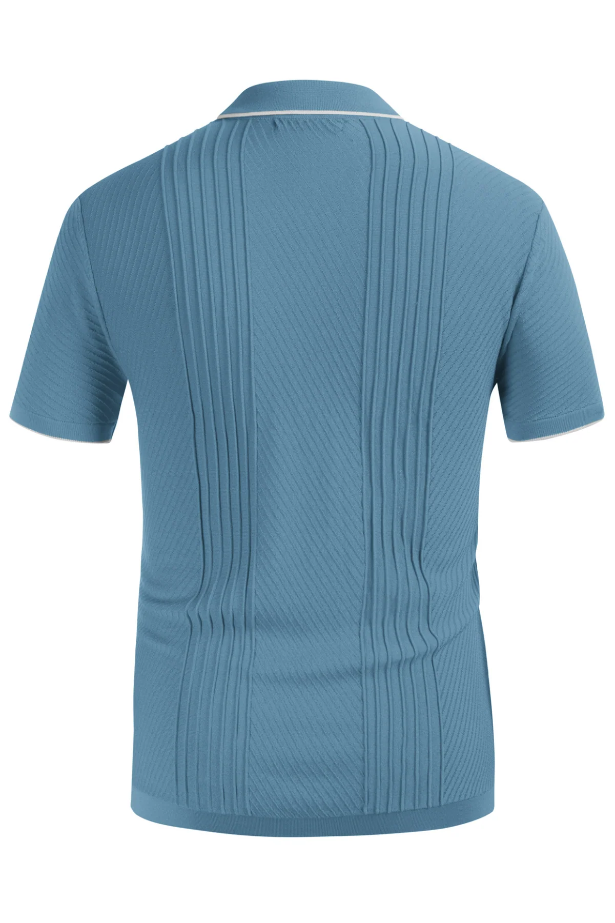PJ Men Textured Cardigan Sweater Short Sleeve Lapel Collar Button-up Knitwear - Image 59