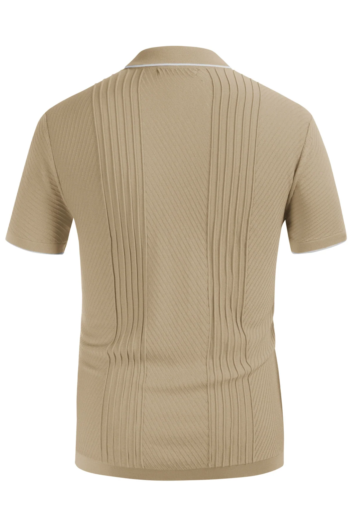 PJ Men Textured Cardigan Sweater Short Sleeve Lapel Collar Button-up Knitwear - Image 64