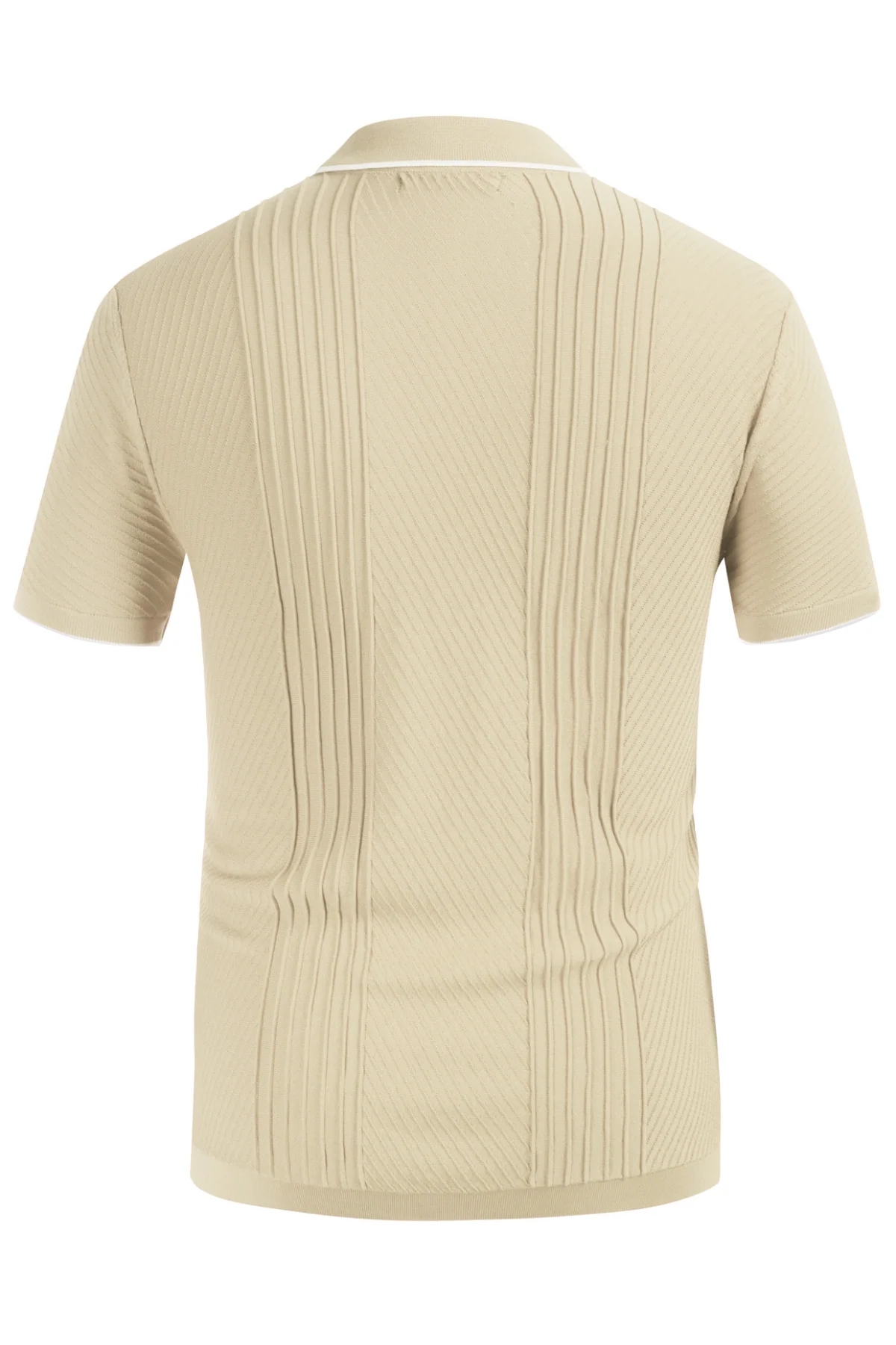 PJ Men Textured Cardigan Sweater Short Sleeve Lapel Collar Button-up Knitwear - Image 9