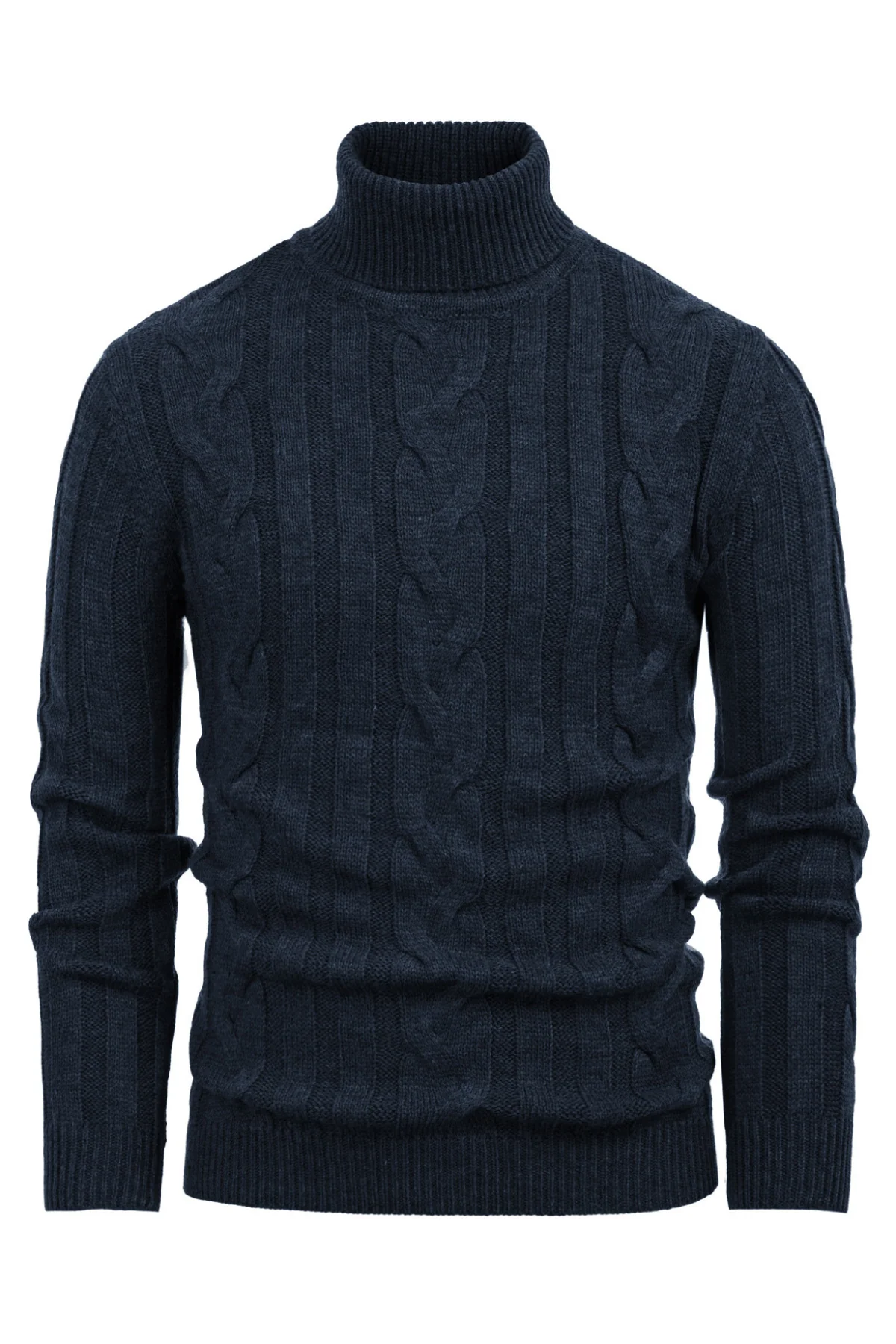 Men's Casual Turtleneck Sweaters Cable Knit Thermal Pullover Sweater - Image 18