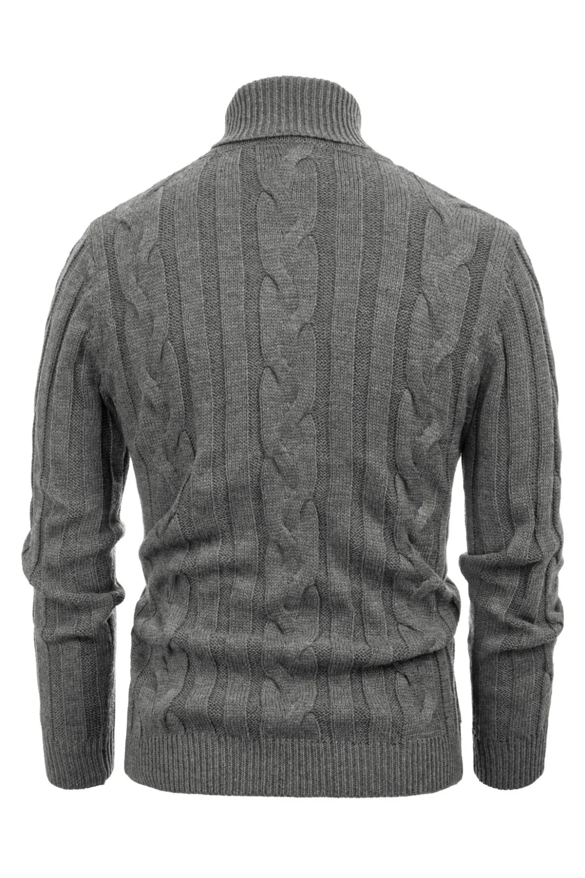 Men's Casual Turtleneck Sweaters Cable Knit Thermal Pullover Sweater - Image 20