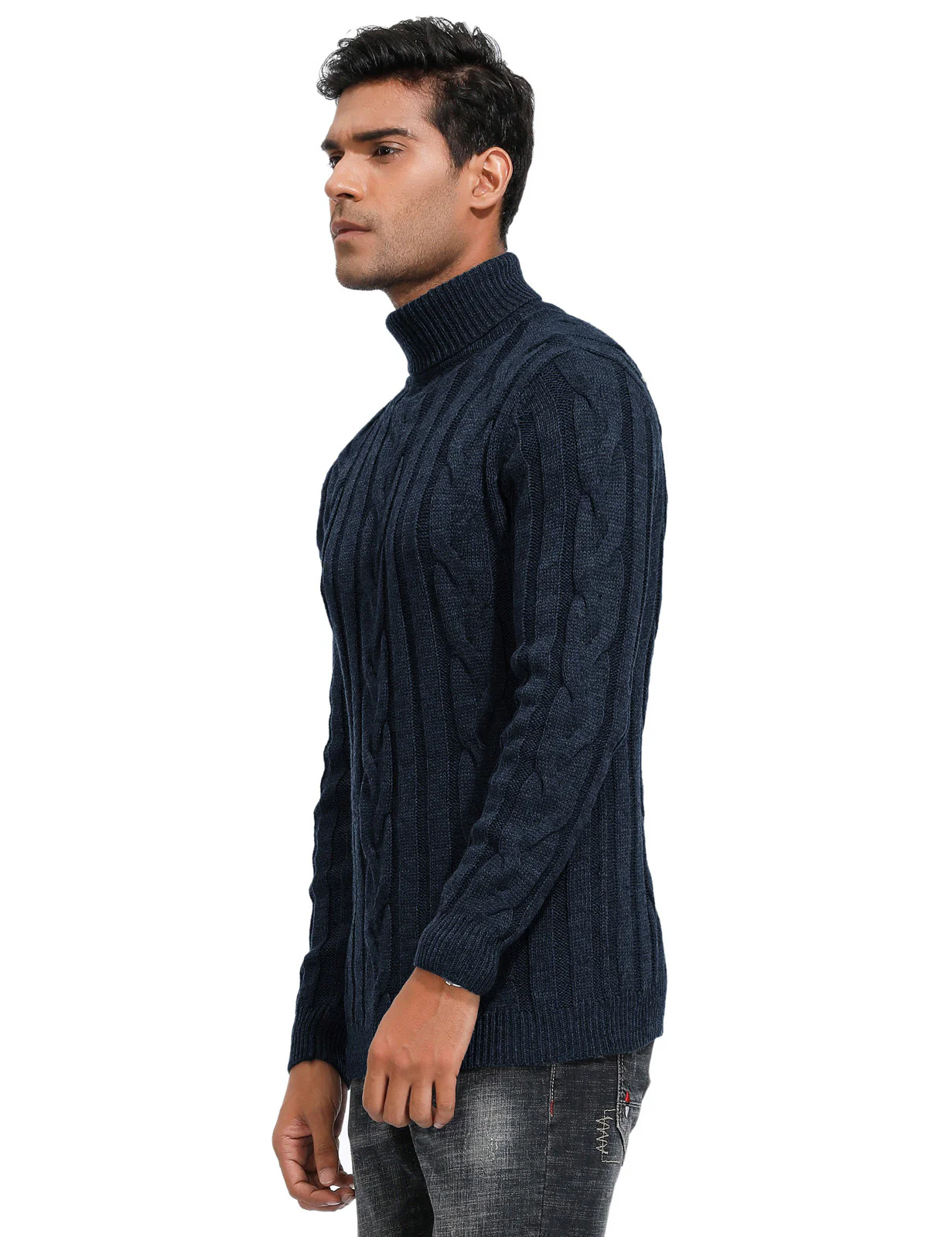 Men's Casual Turtleneck Sweaters Cable Knit Thermal Pullover Sweater - Image 27