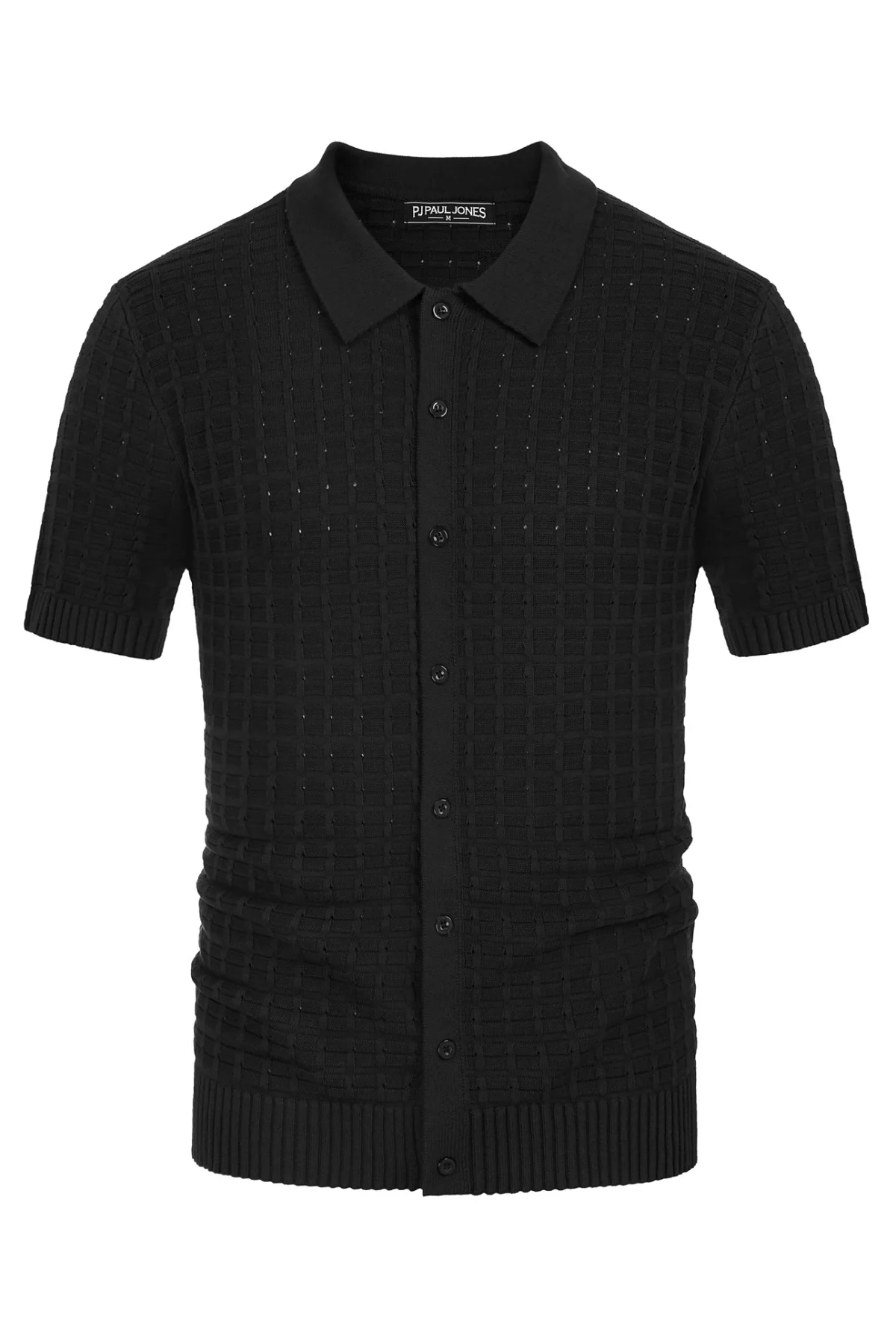 Mens Breathable Knitting Polo Shirts Textured Short Sleeve Golf Polo Cardigan Shirts - Image 13