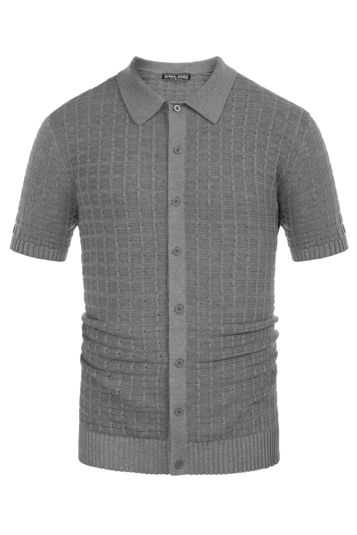 Mens Breathable Knitting Polo Shirts Textured Short Sleeve Golf Polo Cardigan Shirts - Image 19