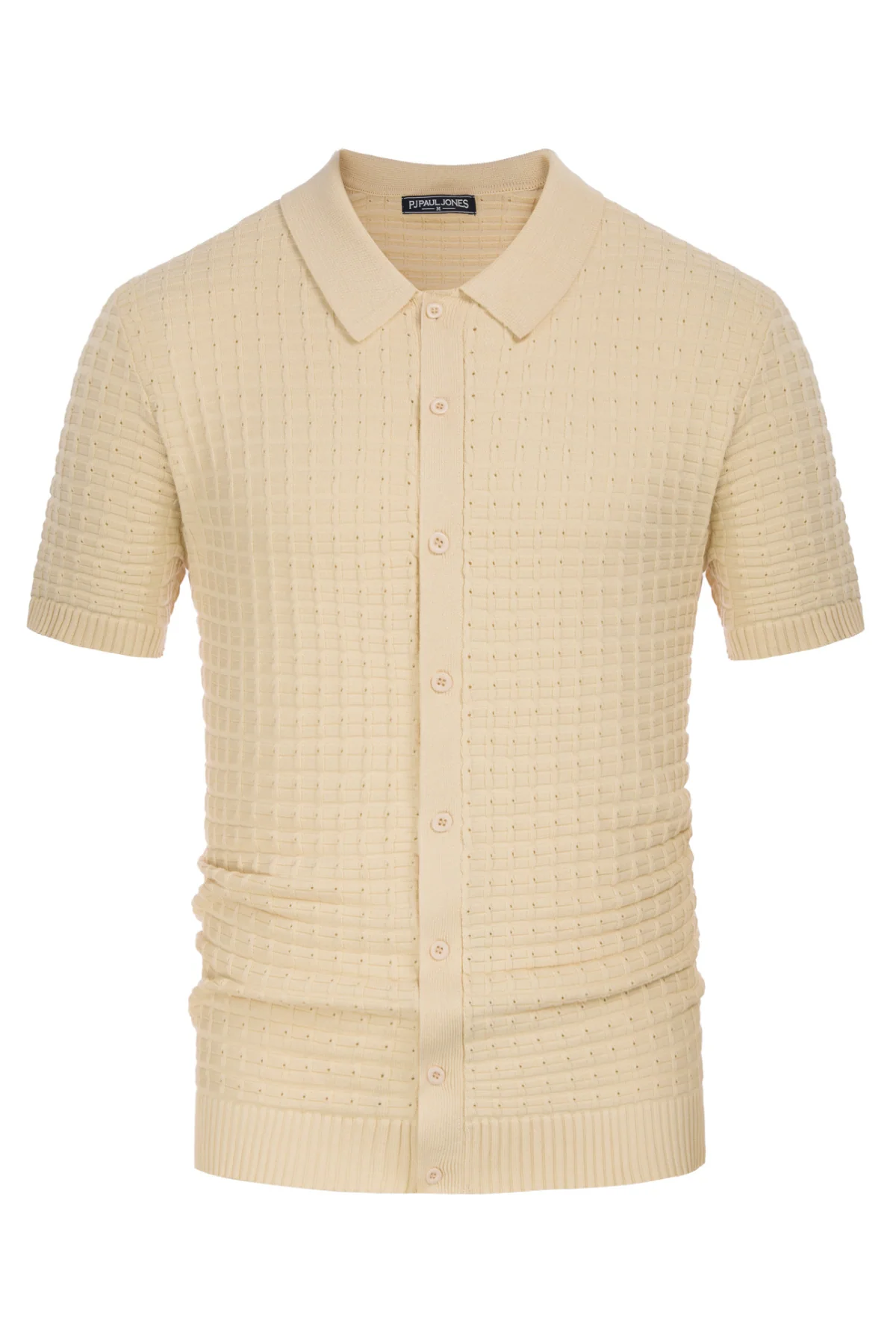 Mens Breathable Knitting Polo Shirts Textured Short Sleeve Golf Polo Cardigan Shirts - Image 22