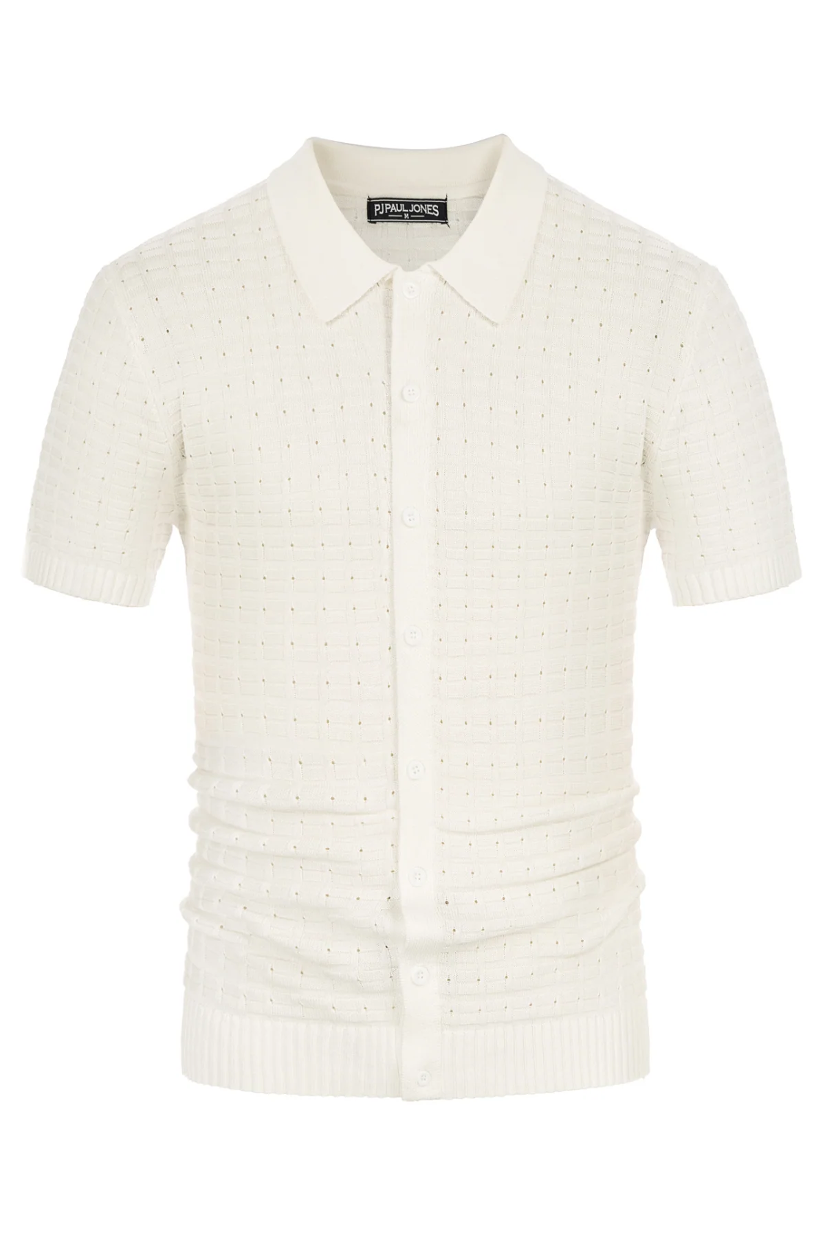 Mens Breathable Knitting Polo Shirts Textured Short Sleeve Golf Polo Cardigan Shirts - Image 3