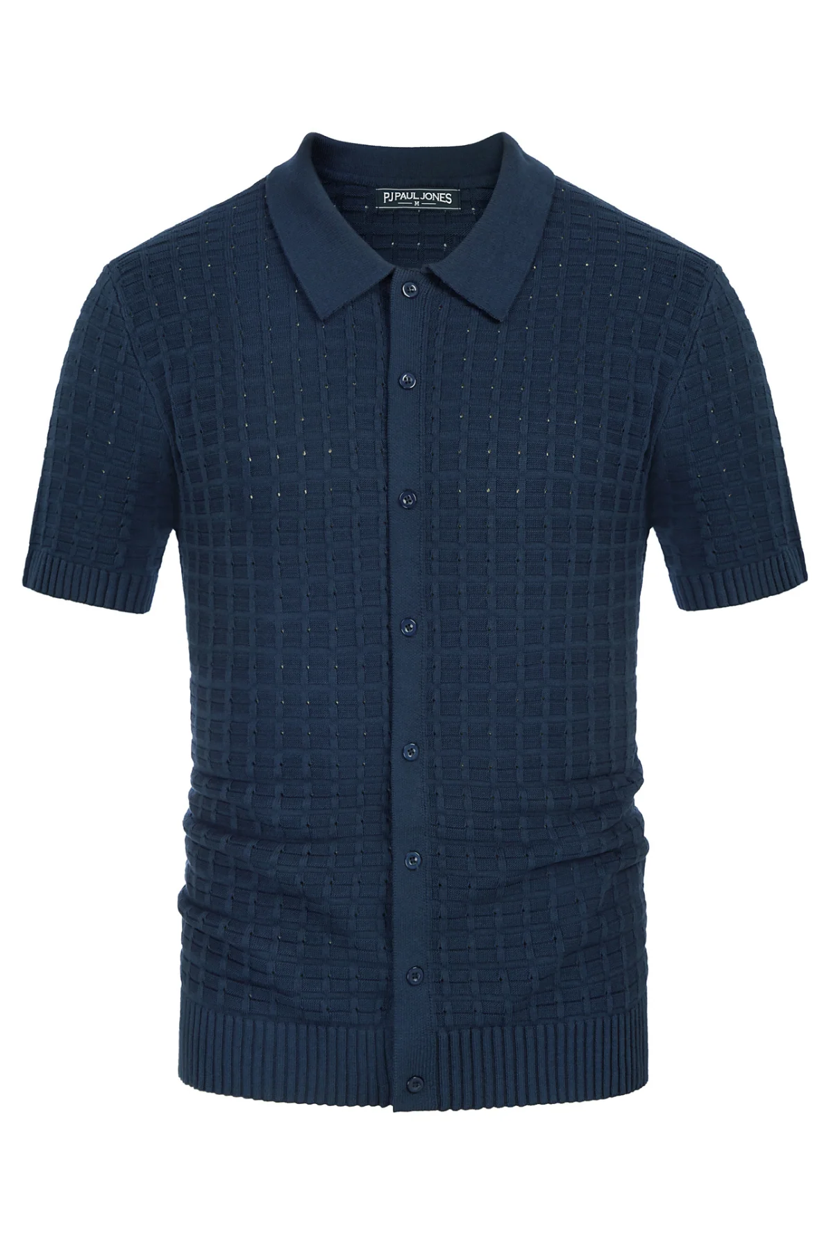 Mens Breathable Knitting Polo Shirts Textured Short Sleeve Golf Polo Cardigan Shirts - Image 8