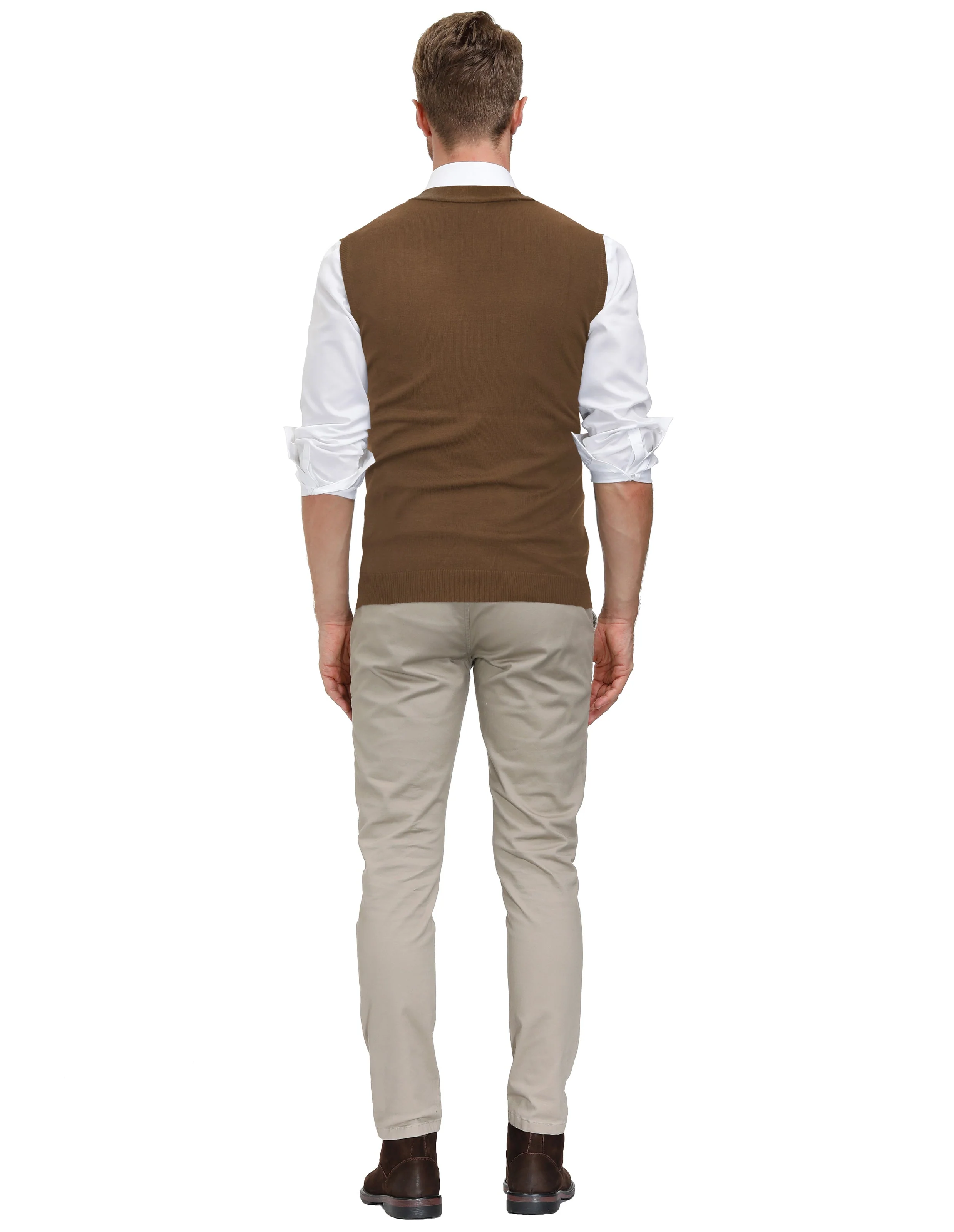 Pj Paul Jones Men Sleeveless Sweater Vest Contrast Color Diamond Pattern Button Placket - Image 24
