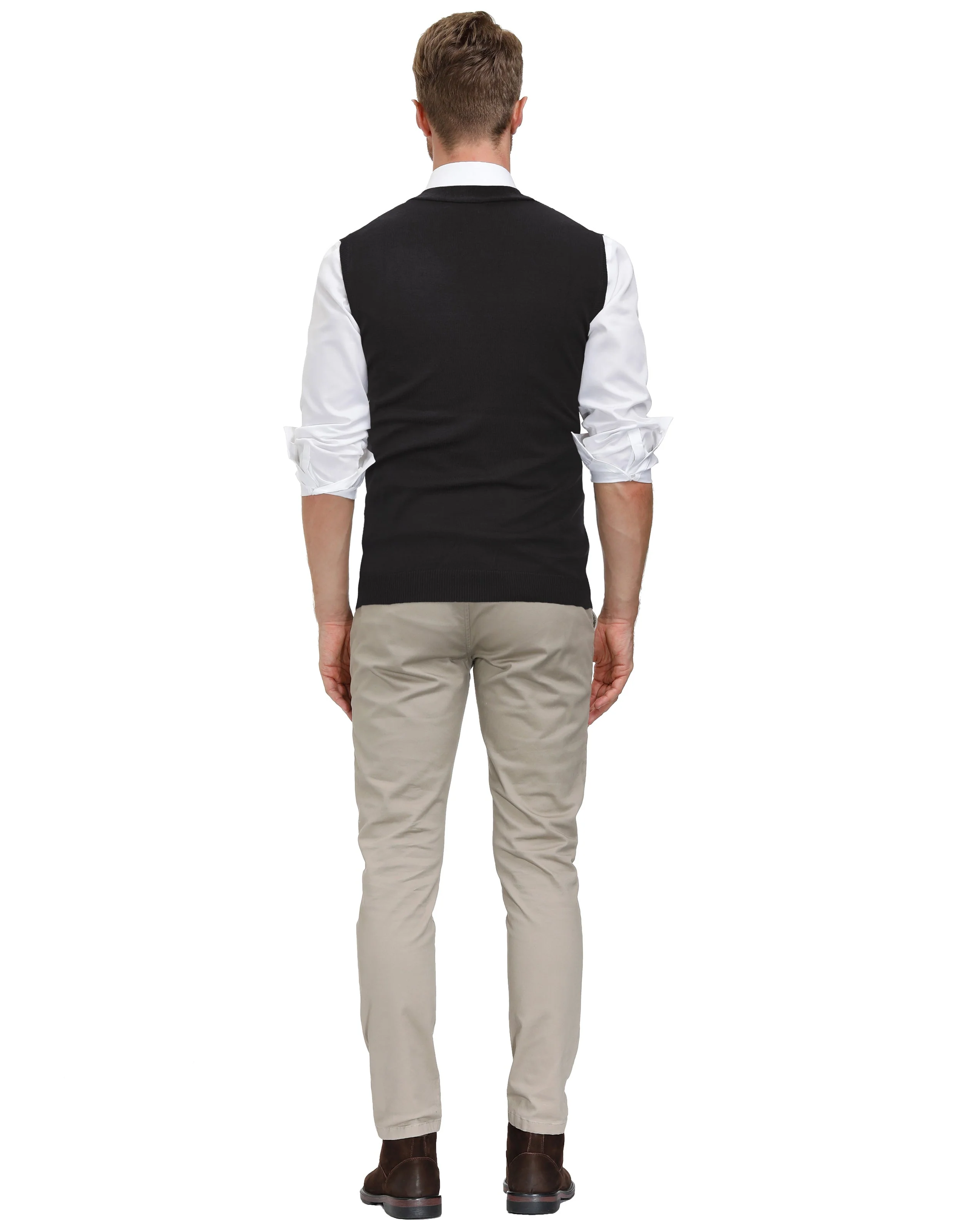 Pj Paul Jones Men Sleeveless Sweater Vest Contrast Color Diamond Pattern Button Placket - Image 31