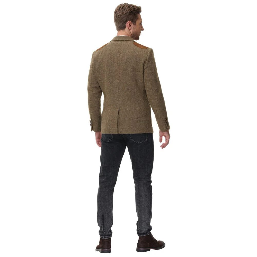 Pj Paul Jones Mens British Wool Blend Suit Two Button Blazer Patchwork Tweed Sport Coats - Image 4