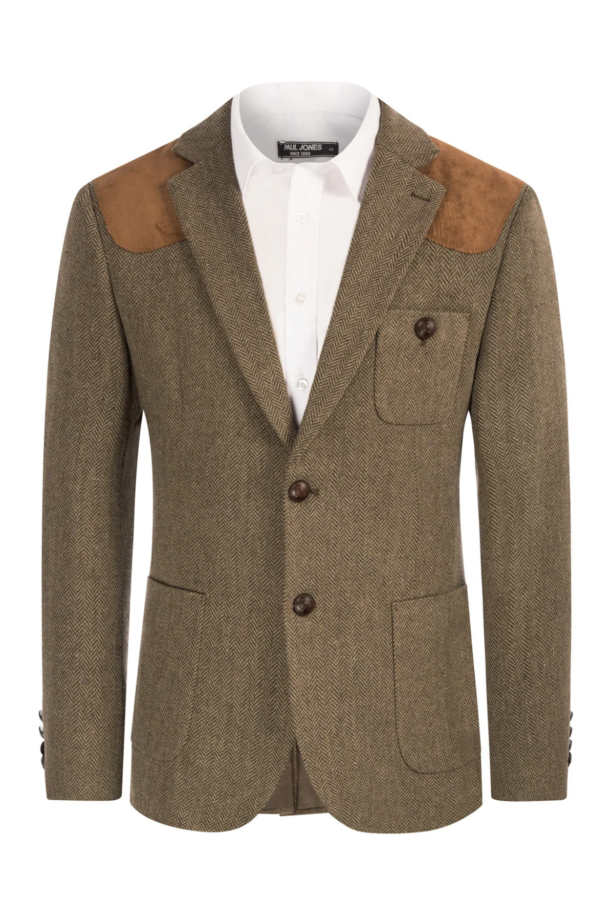 Pj Paul Jones Mens British Wool Blend Suit Two Button Blazer Patchwork Tweed Sport Coats - Image 6