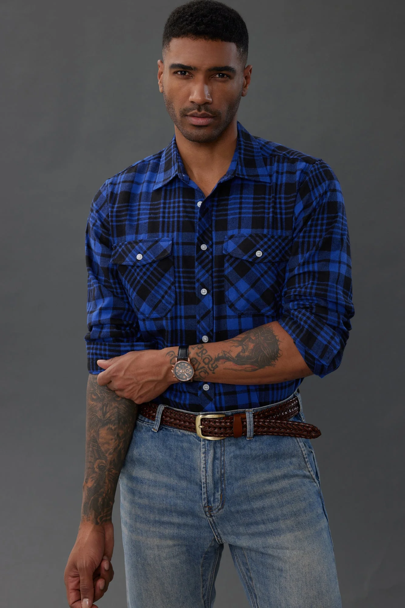 Pj Paul Jones Mens Flannel Button Down Shirts Plaid Casual Regular Fit Long Sleeve Cardigans Shirts - Image 17