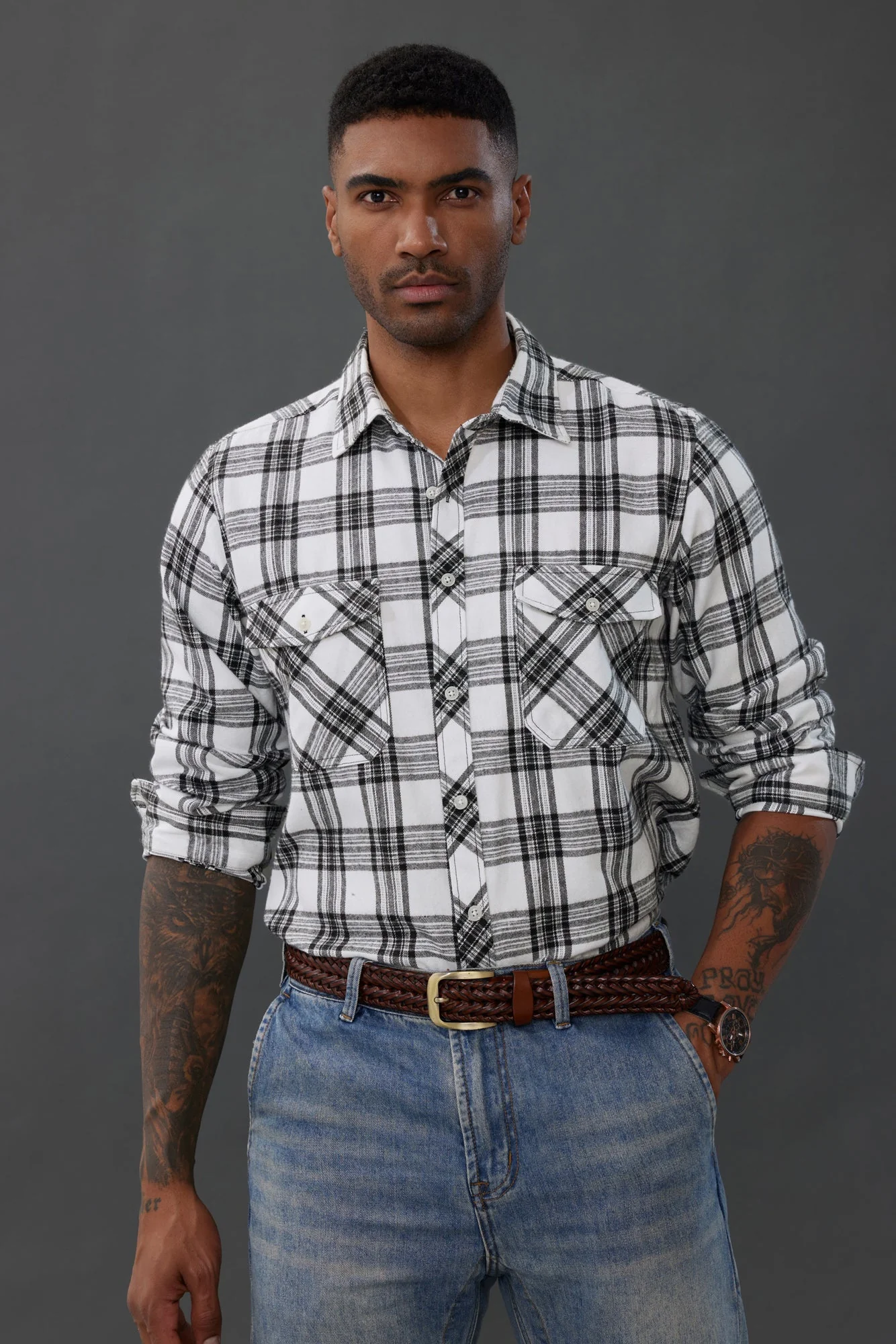 Pj Paul Jones Mens Flannel Button Down Shirts Plaid Casual Regular Fit Long Sleeve Cardigans Shirts - Image 25