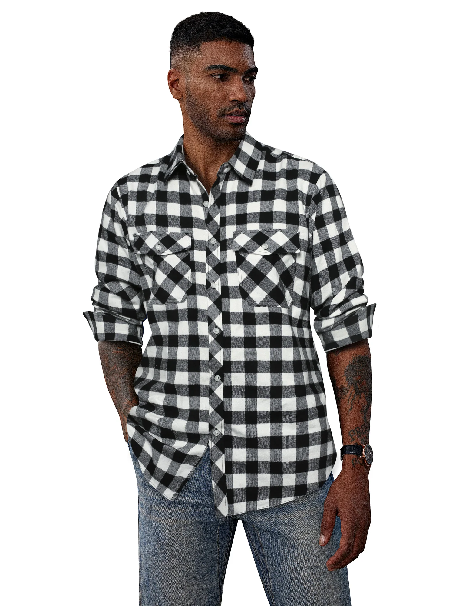 Pj Paul Jones Mens Flannel Button Down Shirts Plaid Casual Regular Fit Long Sleeve Cardigans Shirts - Image 27