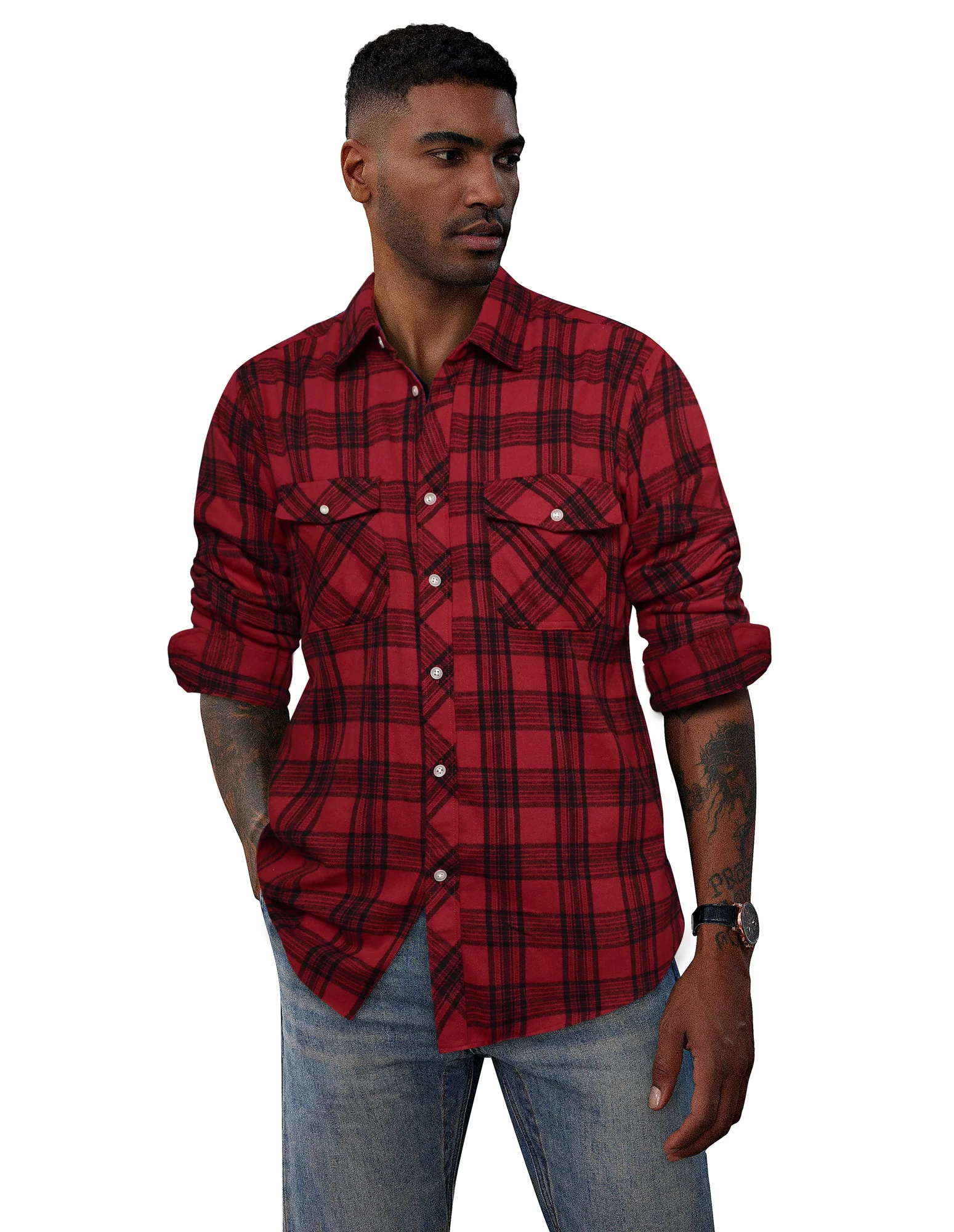 Pj Paul Jones Mens Flannel Button Down Shirts Plaid Casual Regular Fit Long Sleeve Cardigans Shirts - Image 32