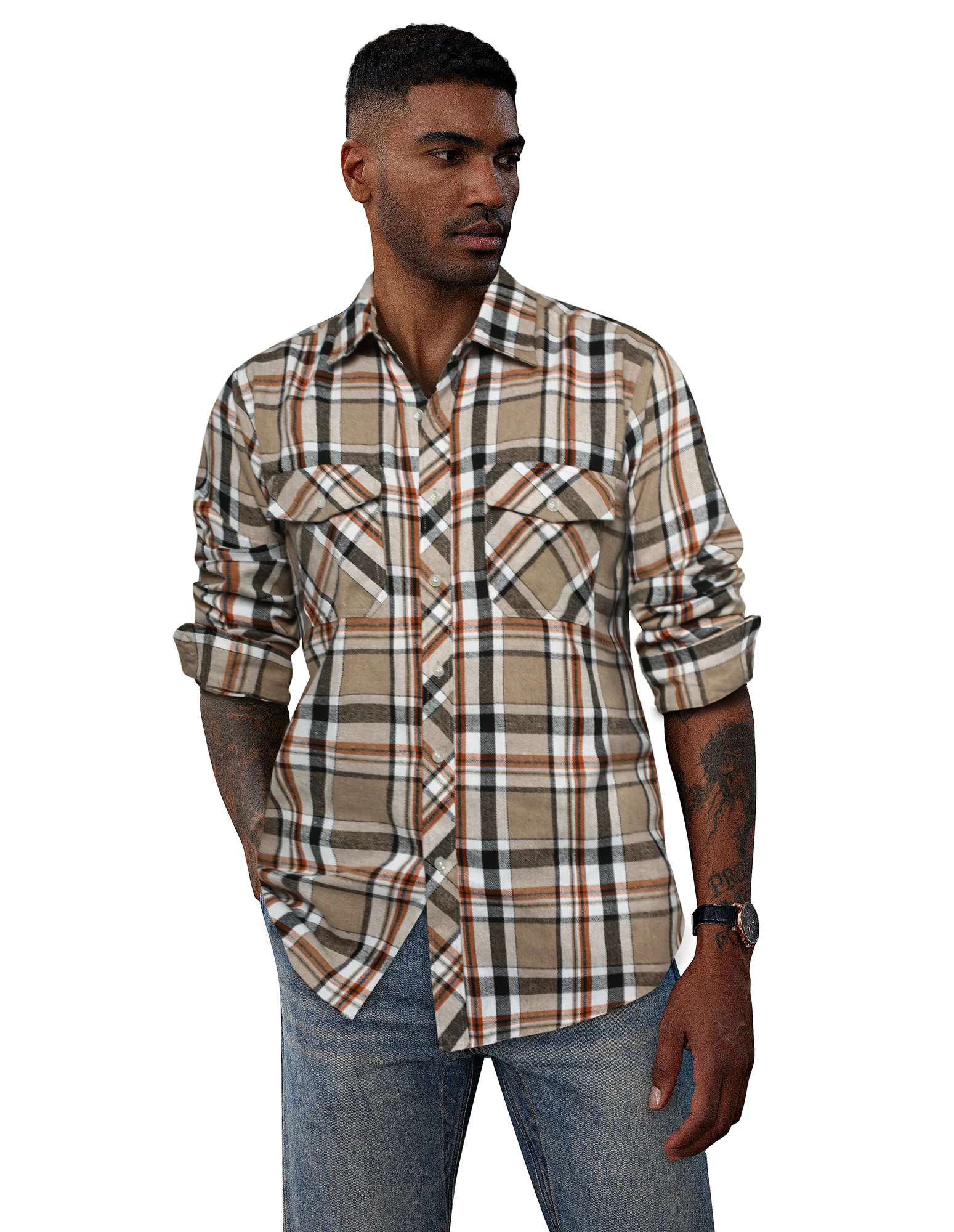 Pj Paul Jones Mens Flannel Button Down Shirts Plaid Casual Regular Fit Long Sleeve Cardigans Shirts - Image 37