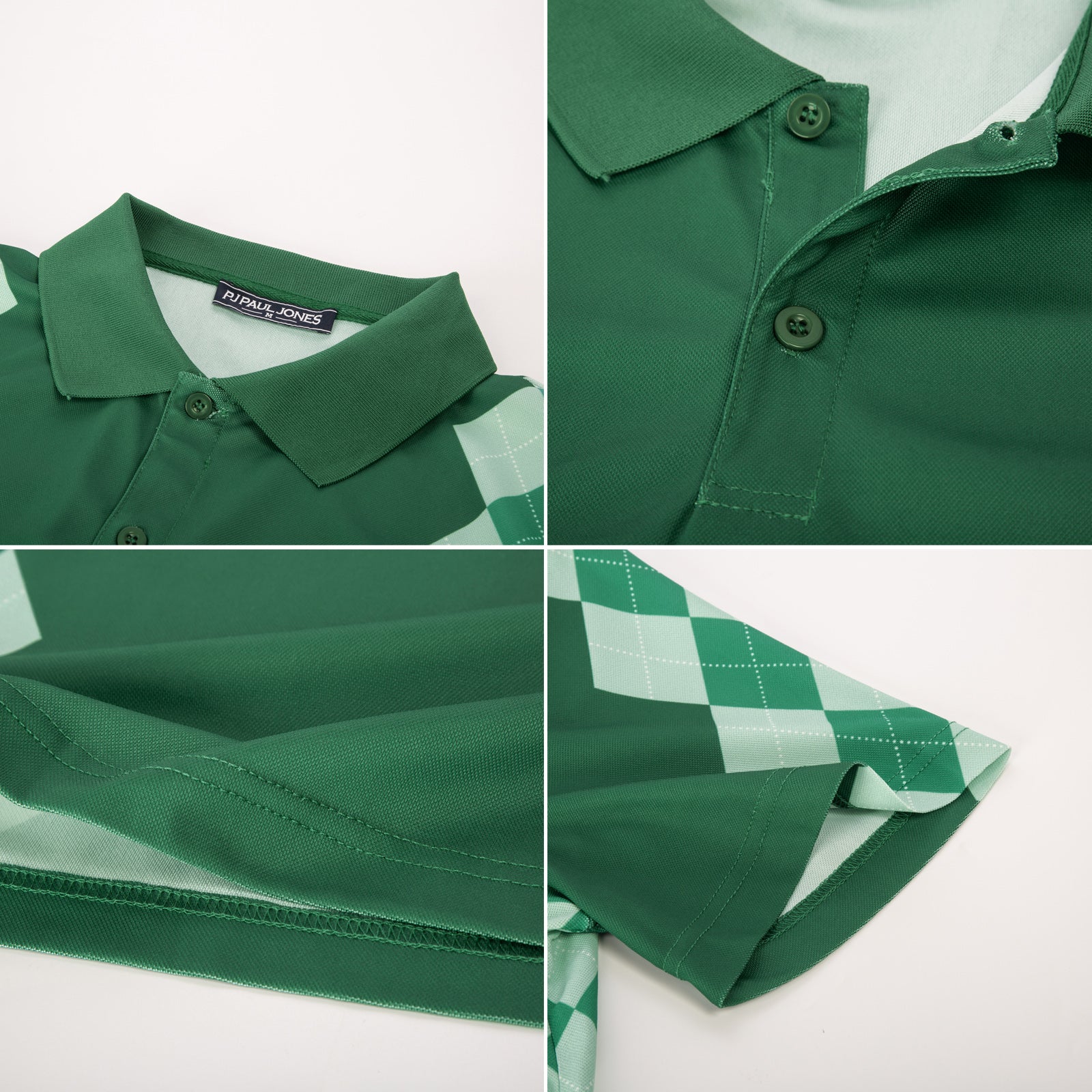 Men Argyle Polo Shirt Moisture Wicking Contrast Tennis Golf Pullover Shirts for Summer - Image 17