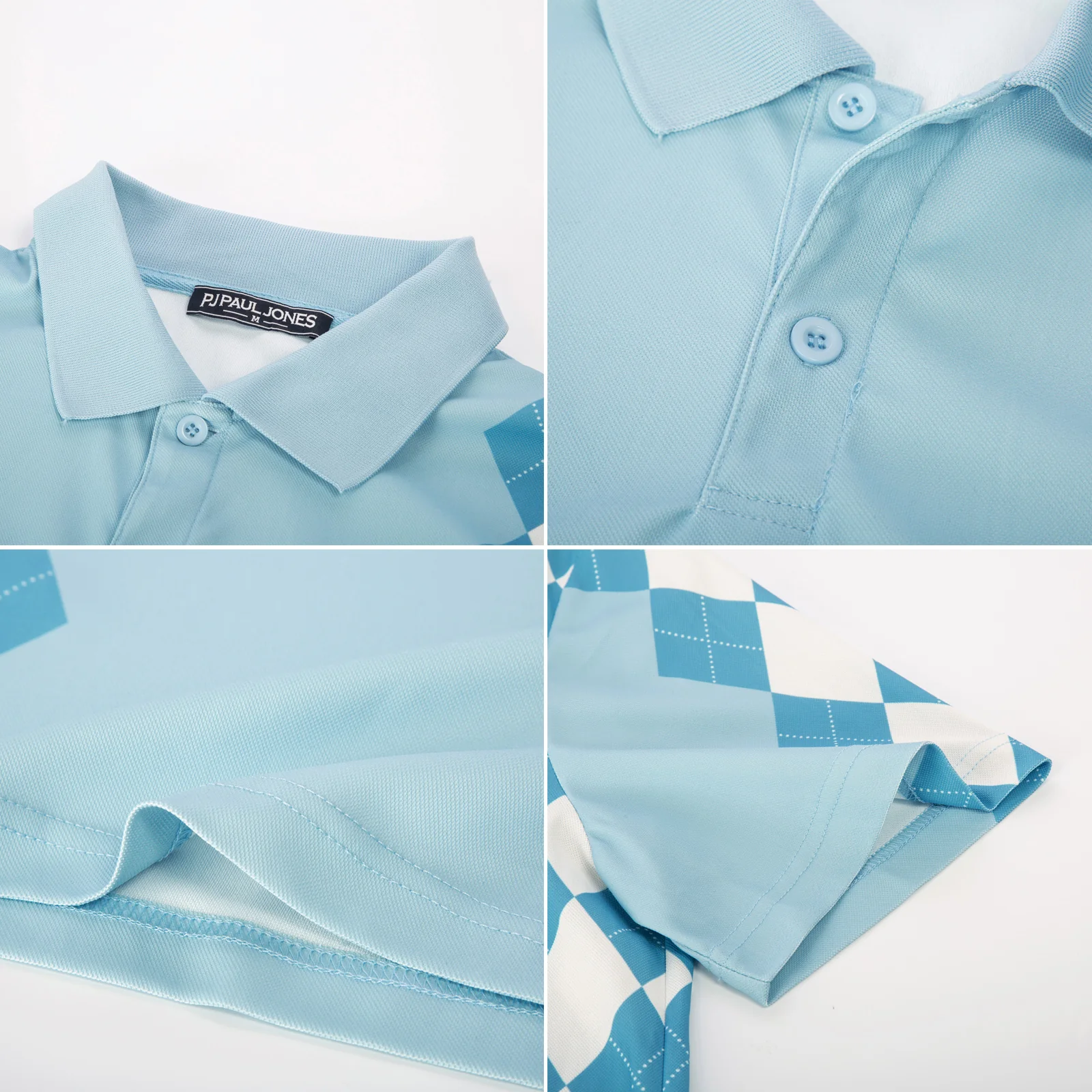 Men Argyle Polo Shirt Moisture Wicking Contrast Tennis Golf Pullover Shirts for Summer - Image 22