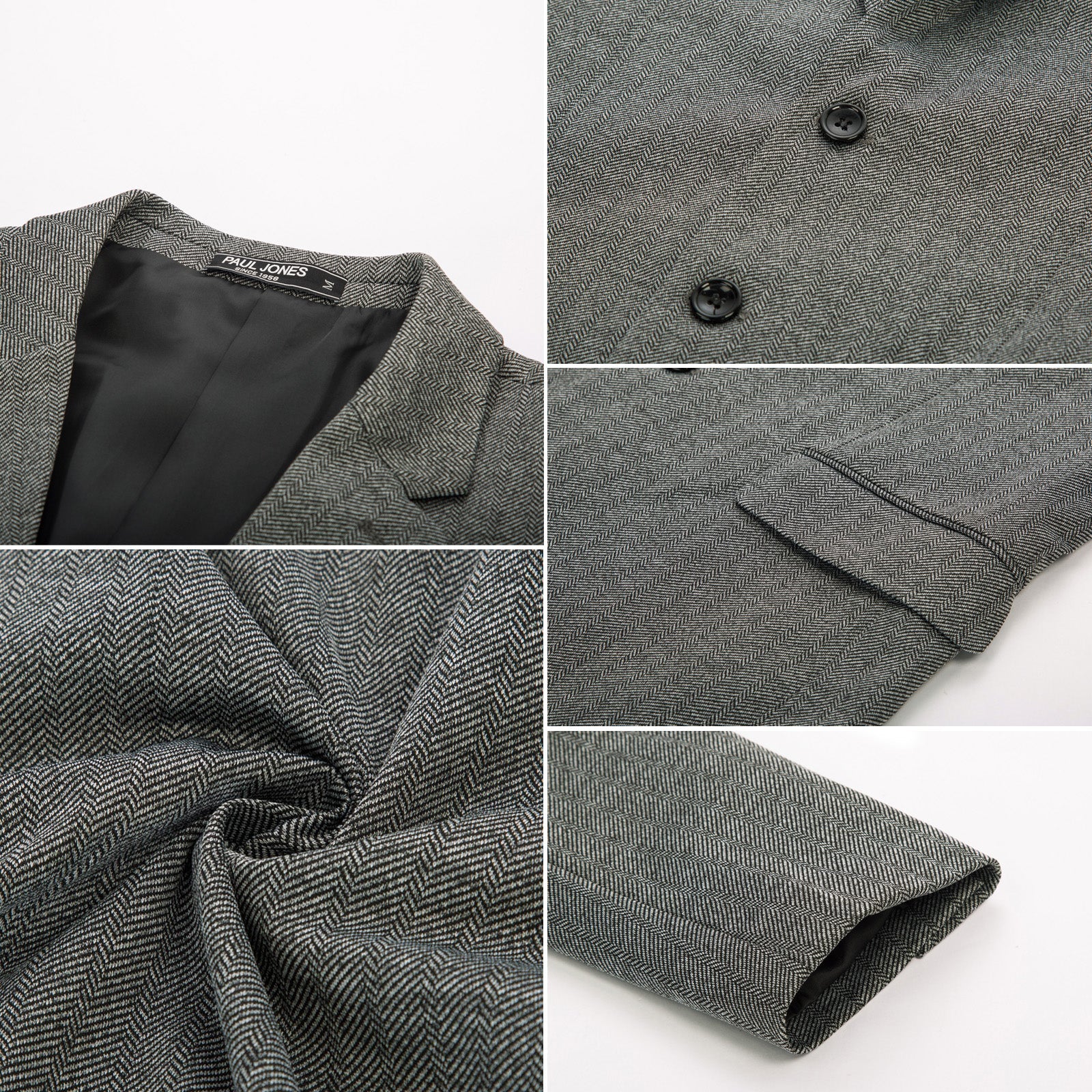 Pj Paul Jones Men's Herringbone Blazer Jacket Two Button Lightweight Casual Knit Sport Coat - Image 7