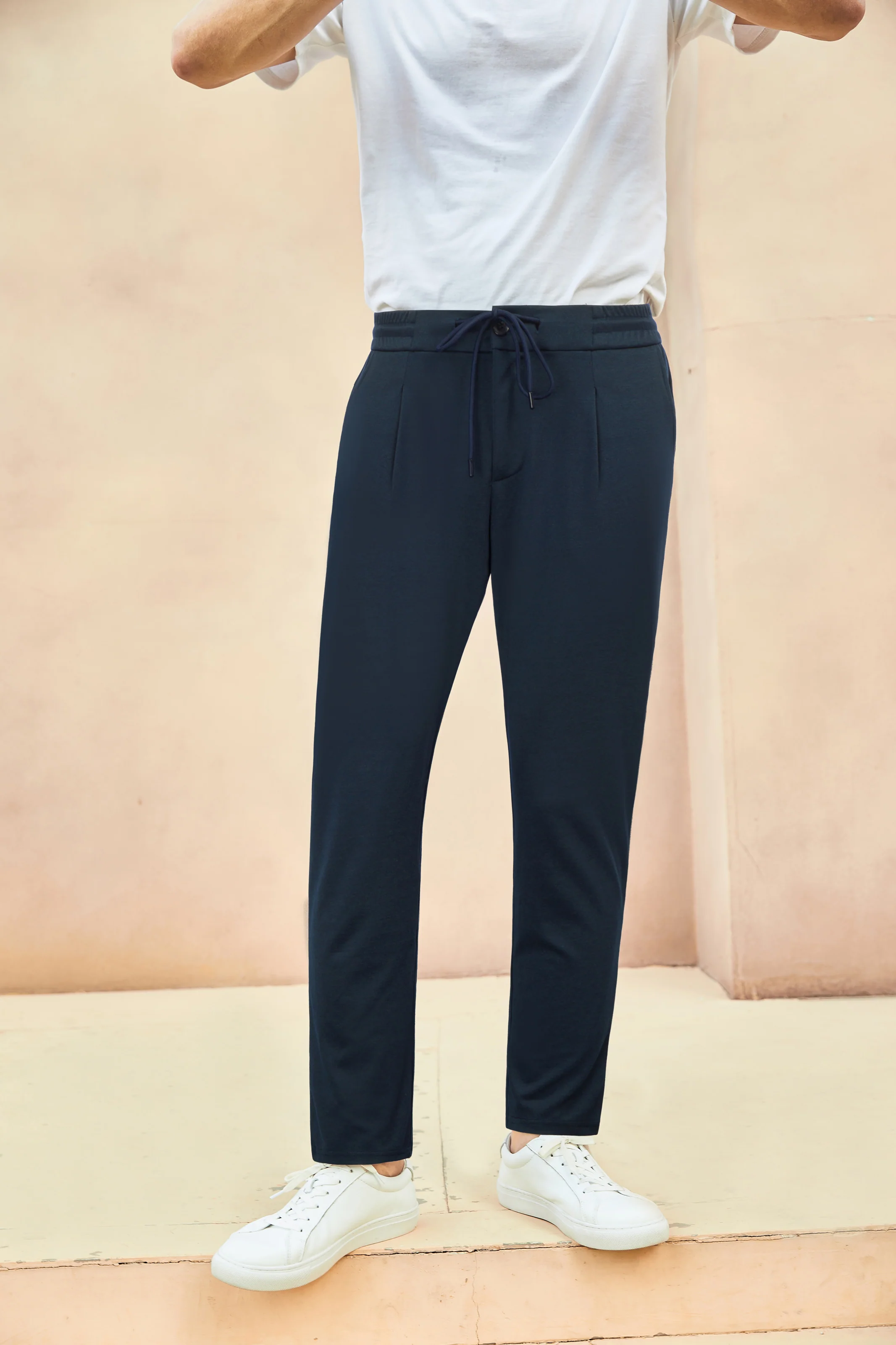 Mens Performance Stretch Knit Casual Pants Regular Fit Elastic Drawstring Waist Pant - Image 19