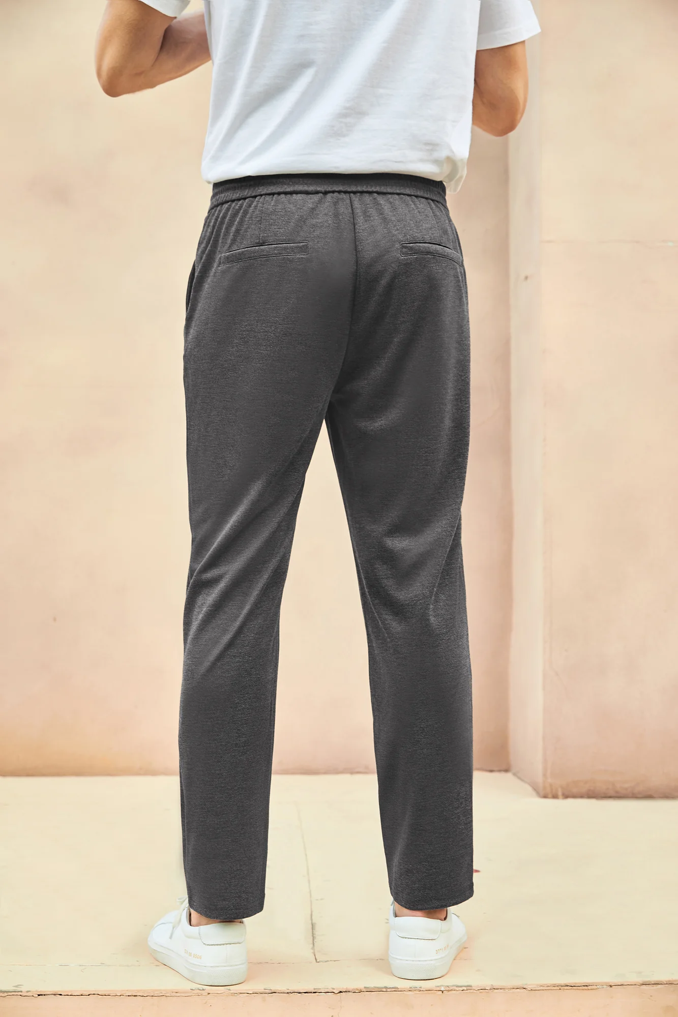 Mens Performance Stretch Knit Casual Pants Regular Fit Elastic Drawstring Waist Pant - Image 6