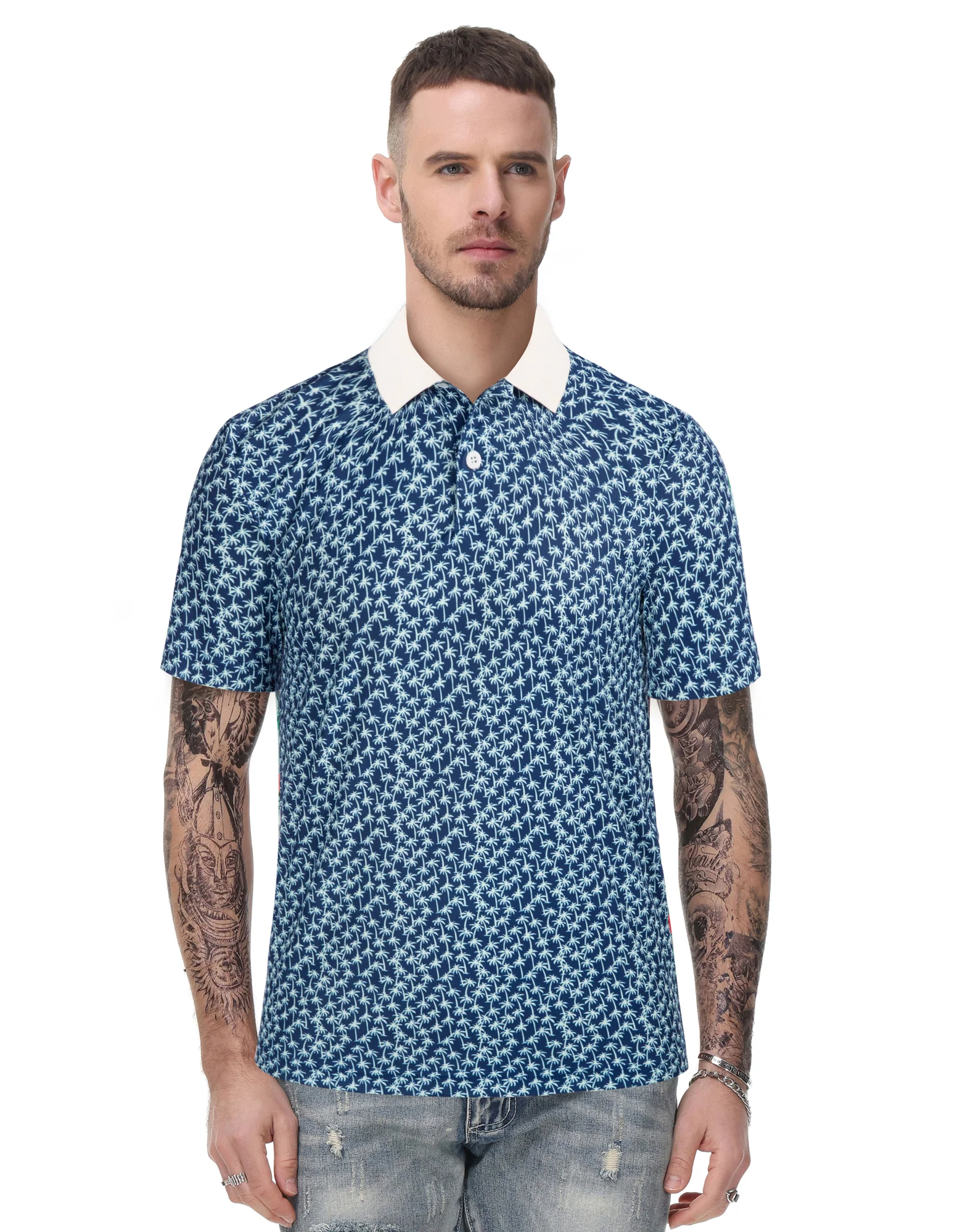 Men's Performance Golf Pullover Shirt Grid Argyle Short Sleeve Stretch Polo Shirt - Image 20