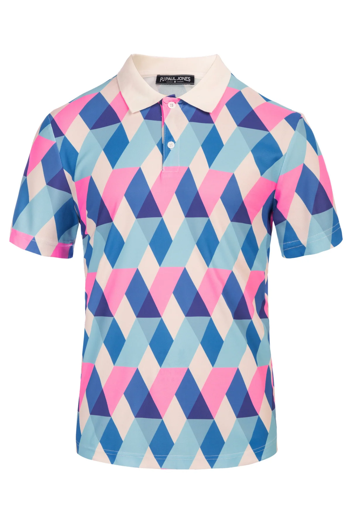 Men's Performance Golf Pullover Shirt Grid Argyle Short Sleeve Stretch Polo Shirt - Image 3
